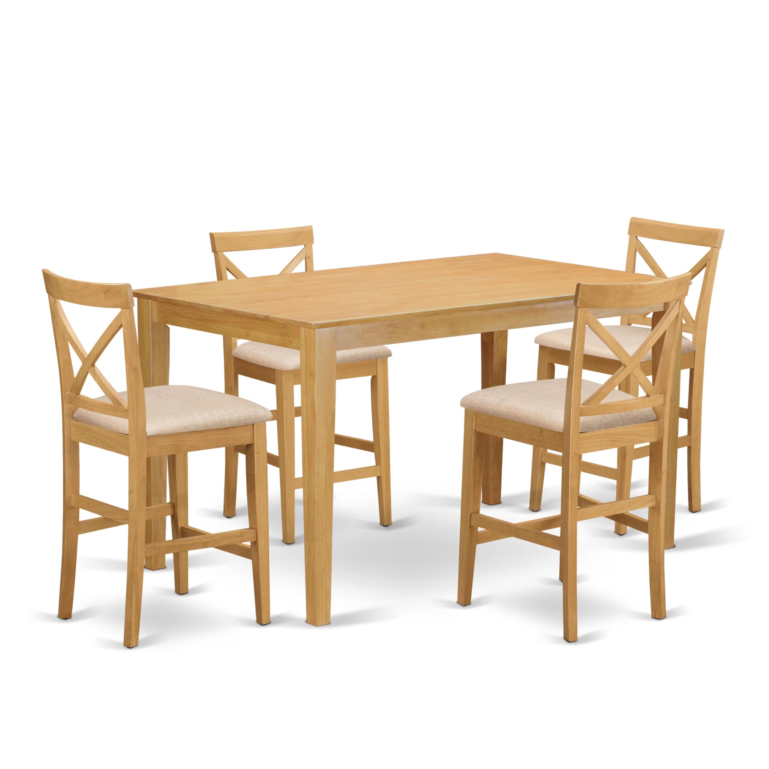 CAPB5H-OAK-C 5 Pc counter height Dining room set-pub Table and 4 bar stools with backs