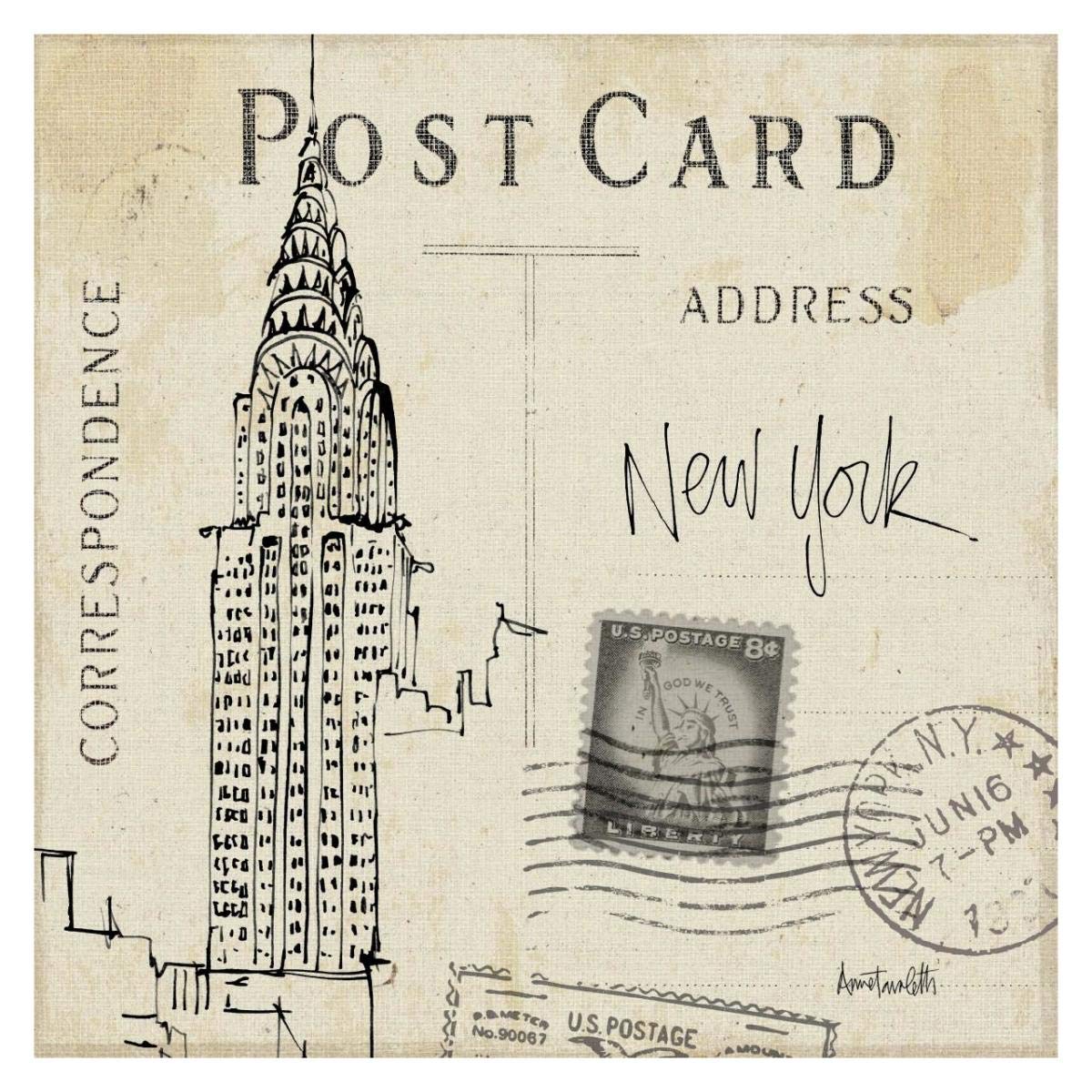Postcard Sketches I -Paper Art-32x32”