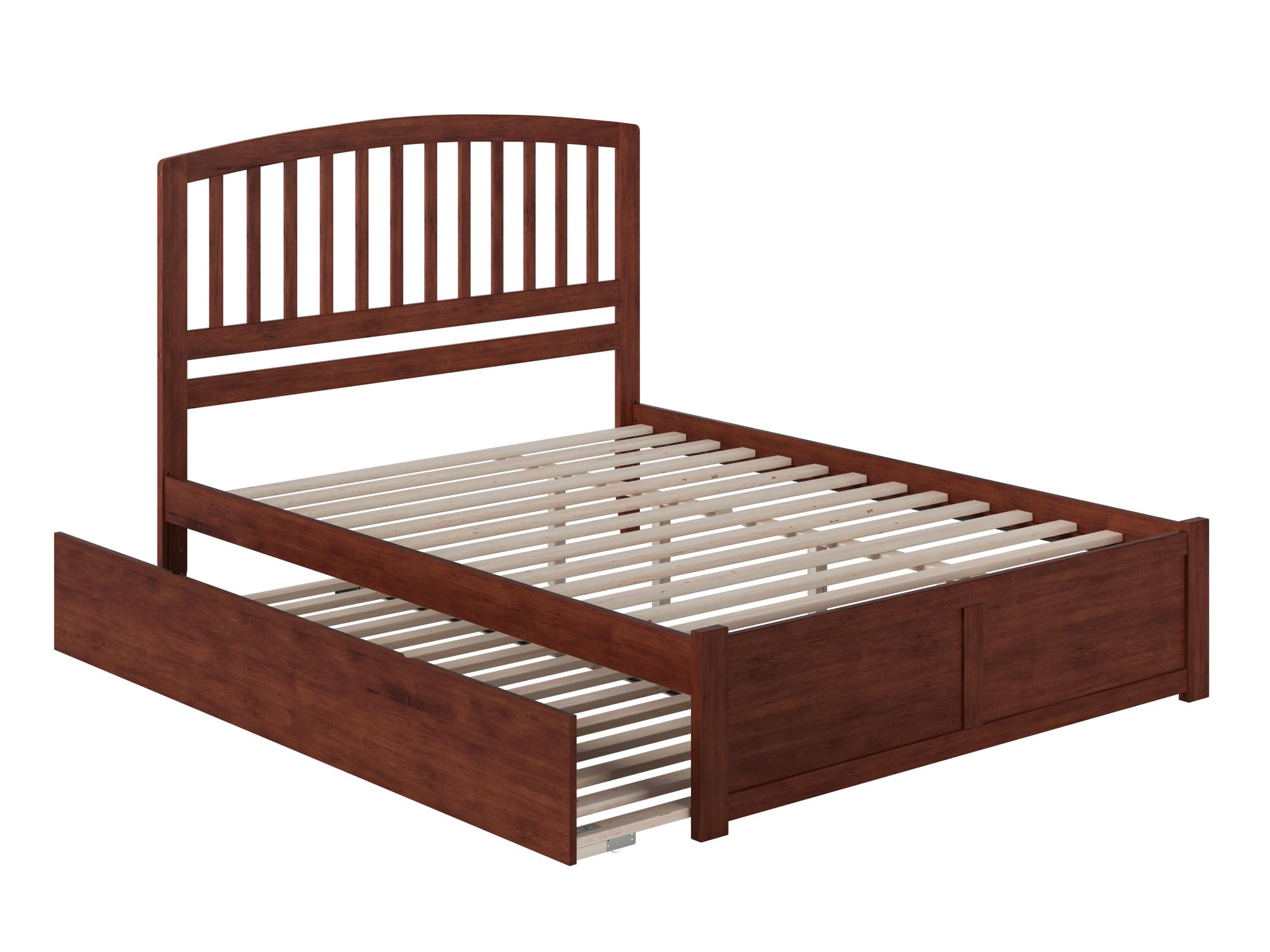 Richmond Queen Bed with Footboard and Twin Extra Long Trundle in Walnut
