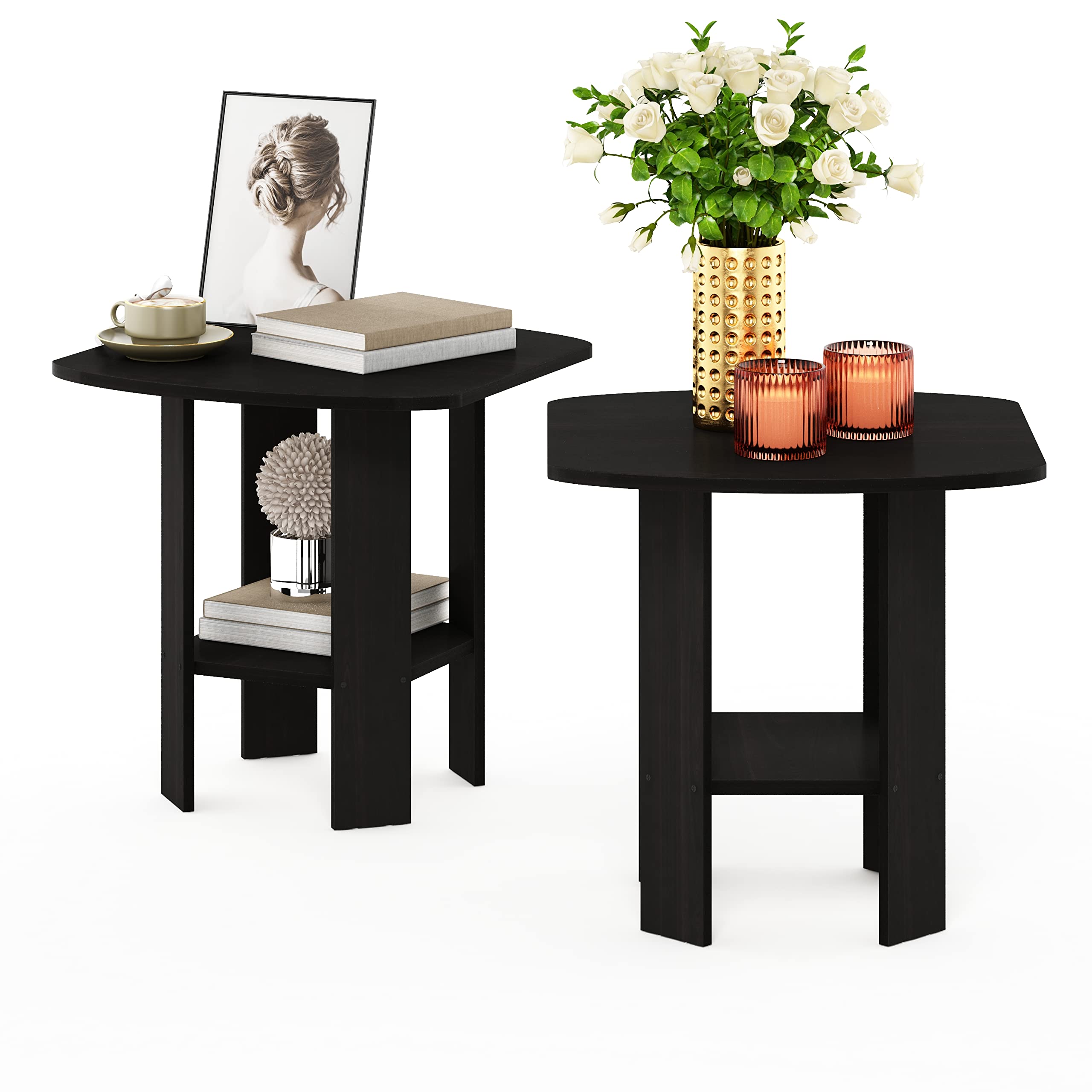 Furinno 2-11180EX Simple Design End Table Set of Two, Espresso