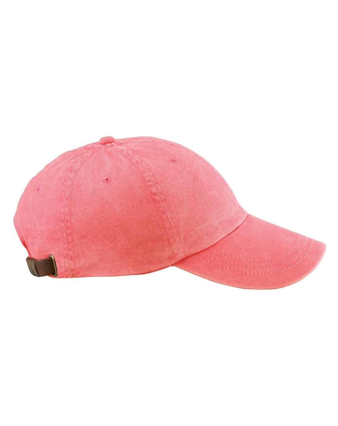 LP101 | OPTIMUM-SOLID PGMT- Pigment dyed, garment washed cotton twill, six panel, low profile, unstructured cap with Adams Cool-Crown mesh lining and leather strap closure with antique brass buckle and grommet.  - CORAL