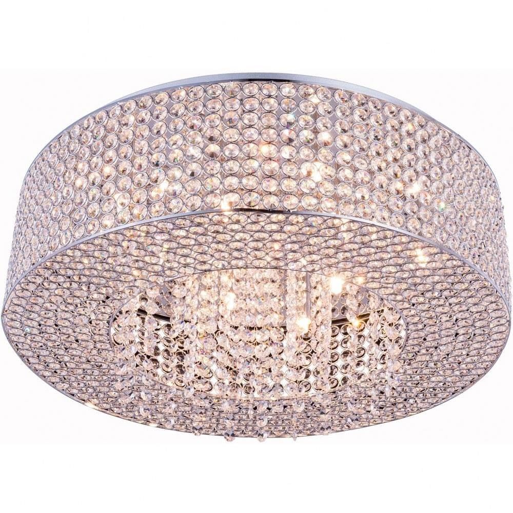 Amelie 10 light Chrome Flush Mount Clear Royal Cut Crystal