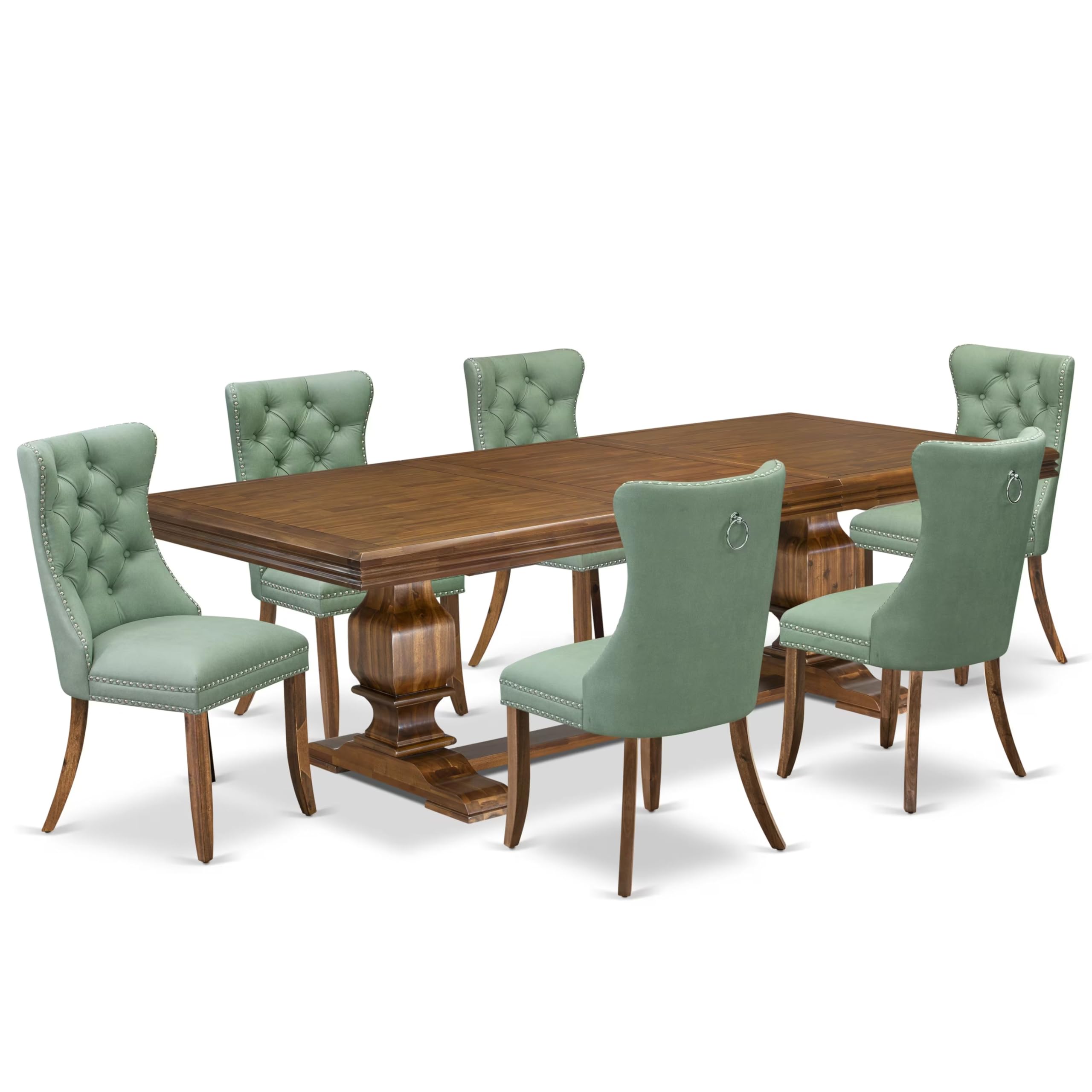 7 piece Kitchen Table Set includes a Dining Table and 6 PU Leather Dinner Chairs