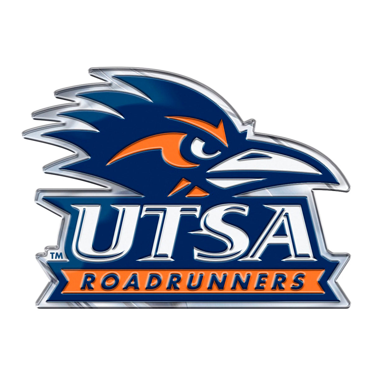 Fanmats 60558 Utsa Roadrunners Heavy Duty Aluminum Embossed Color Emblem, Auto Emblem Decal