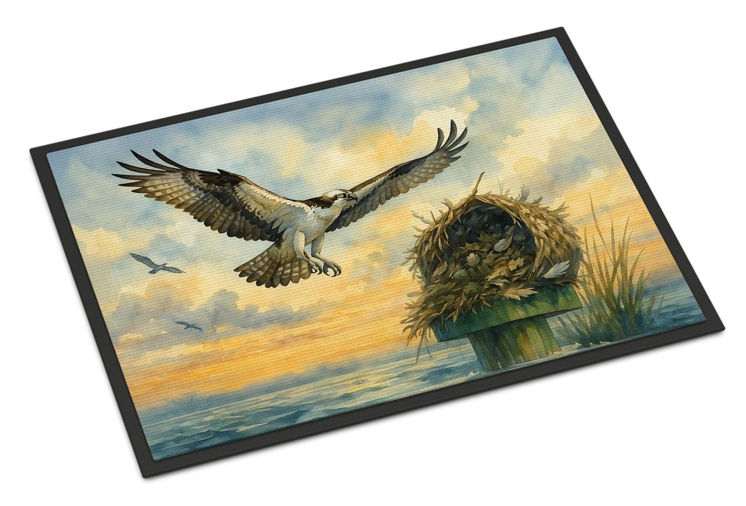Carolines Treasures Osprey Nest Over The Bay Doormat Front Door Mat Indoor Outdoor Rugs for Entryway, Non Slip Washable Low Pile, 18H X 27W