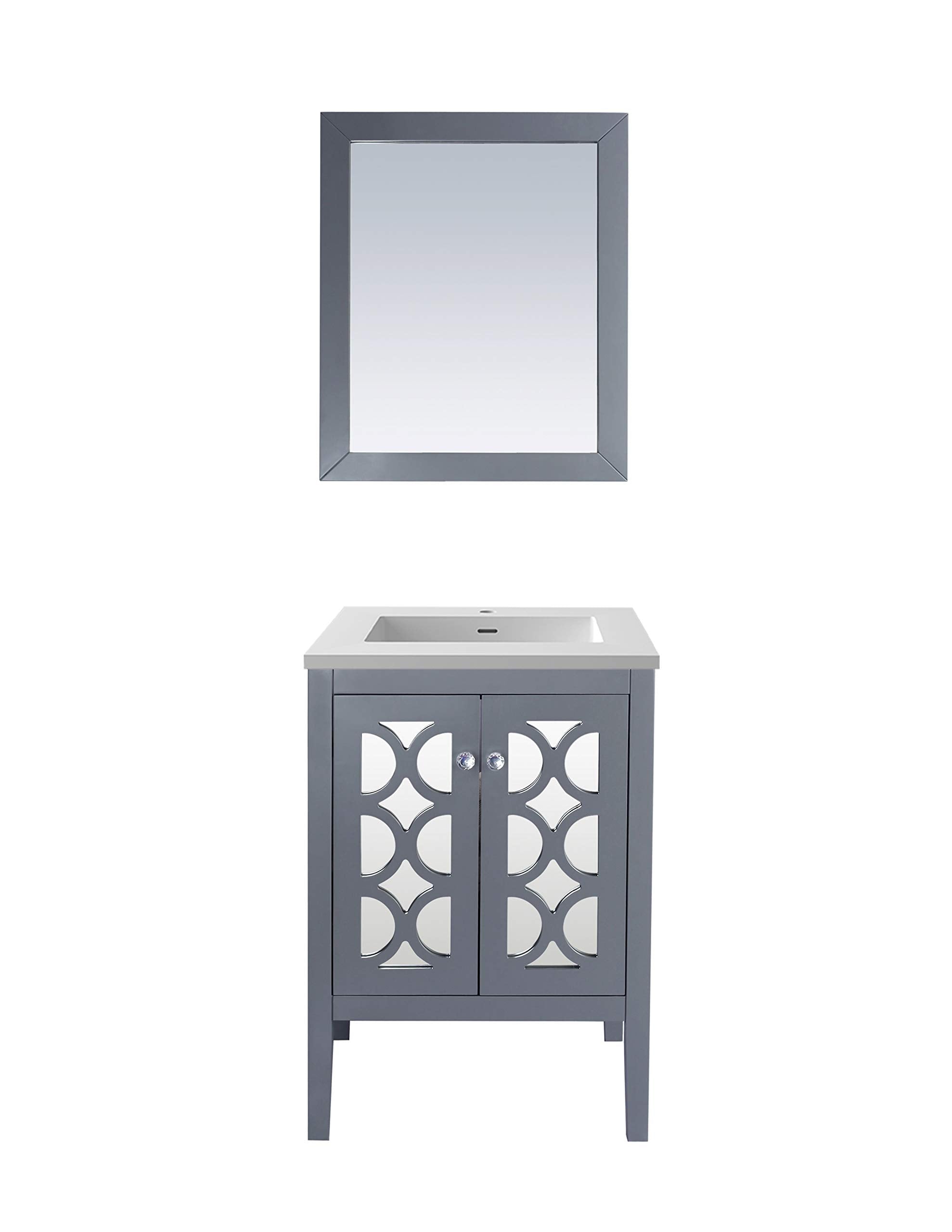 Mediterraneo - 24 - Grey Cabinet + Matte White VIVA Stone Solid Surface Countertop