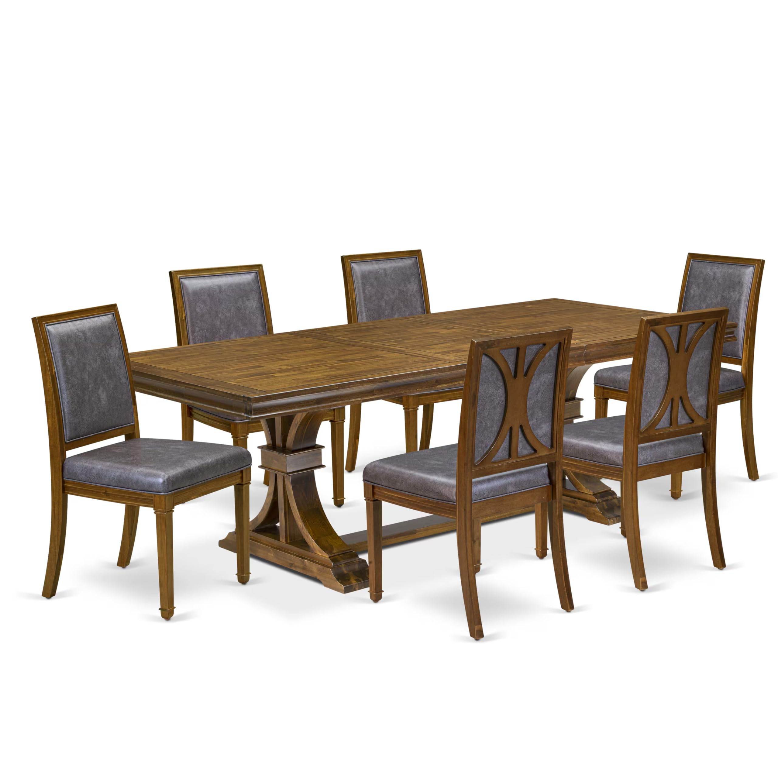 7 Piece Dining Table Set included of Kitchen Table and 6 Parson Chairs