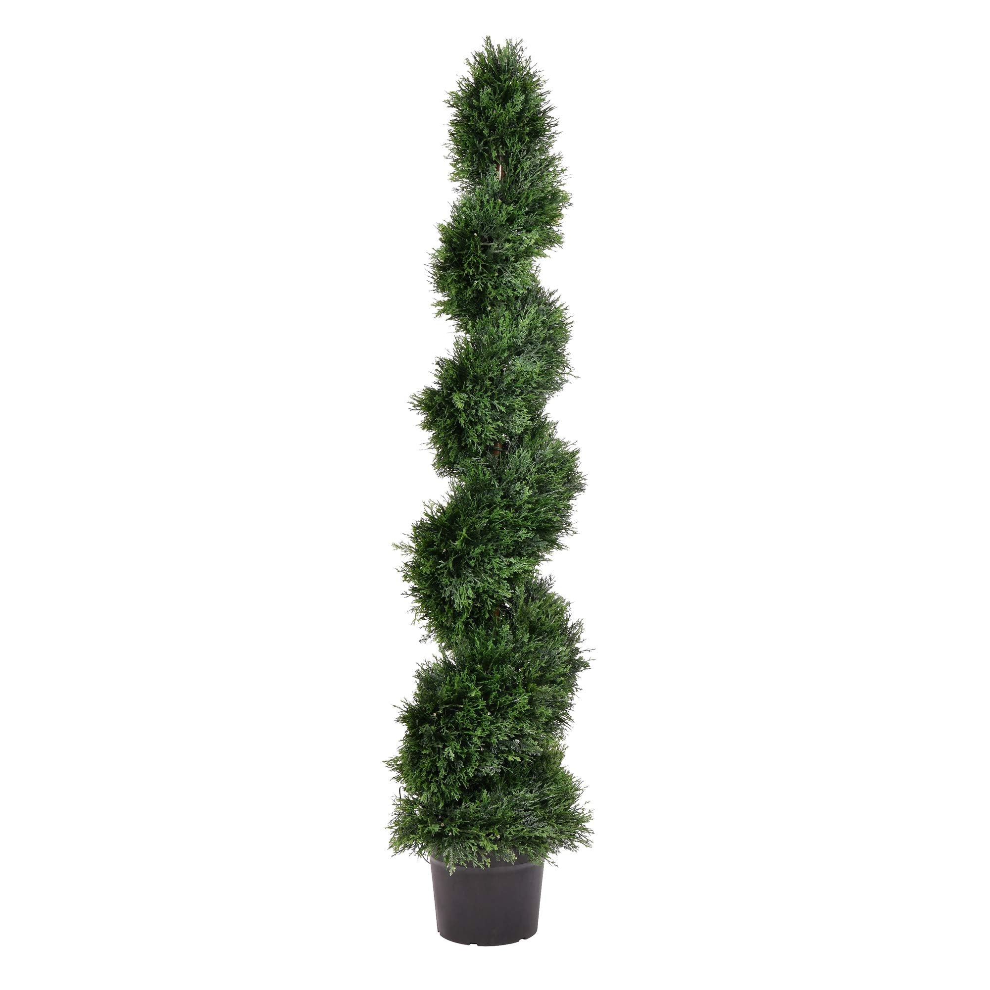 Casafoyer 6-Inch UV-Resistant Artificial Cedar Spiral Topiary Tree ( Pack of 2 )