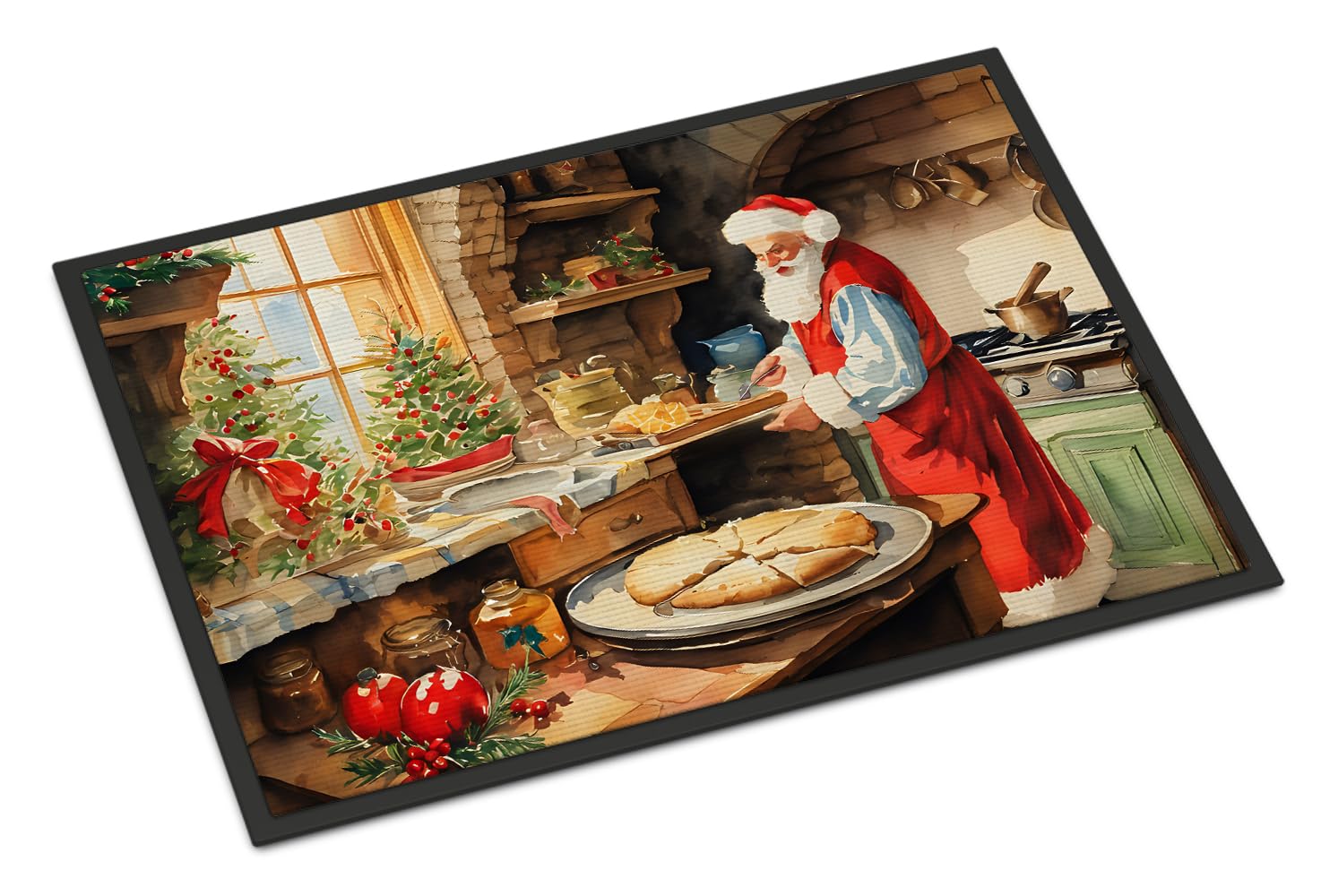 Carolines Treasures DAC3315JMAT Cookies with Santa Claus Doormat Front Door Mat Indoor Outdoor Rugs for Entryway, Non Slip Washable Low Pile, 24H X 36W