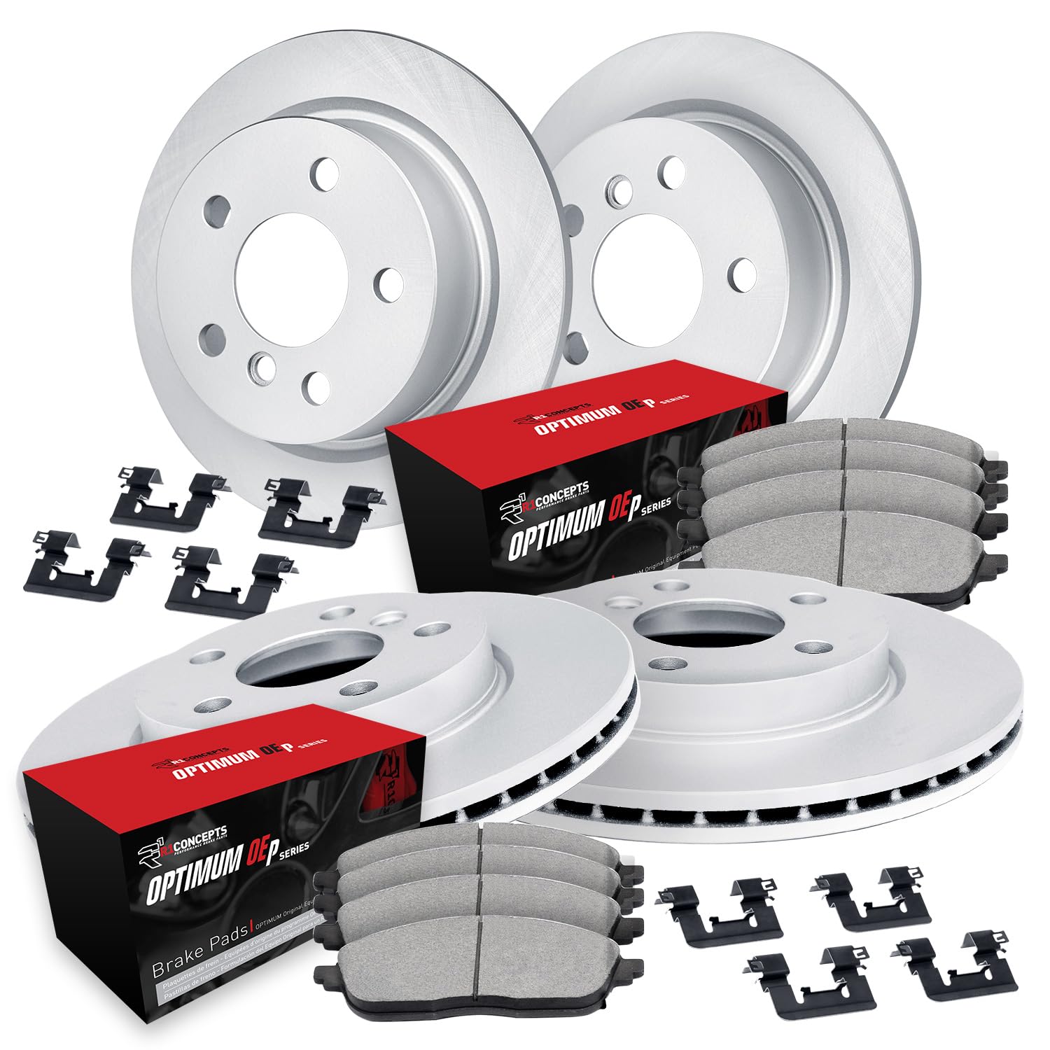 R1 Concepts GEOMET Disc Brake Rotor Set with Optimum Oe Pads and Hardware WJUH2-32032