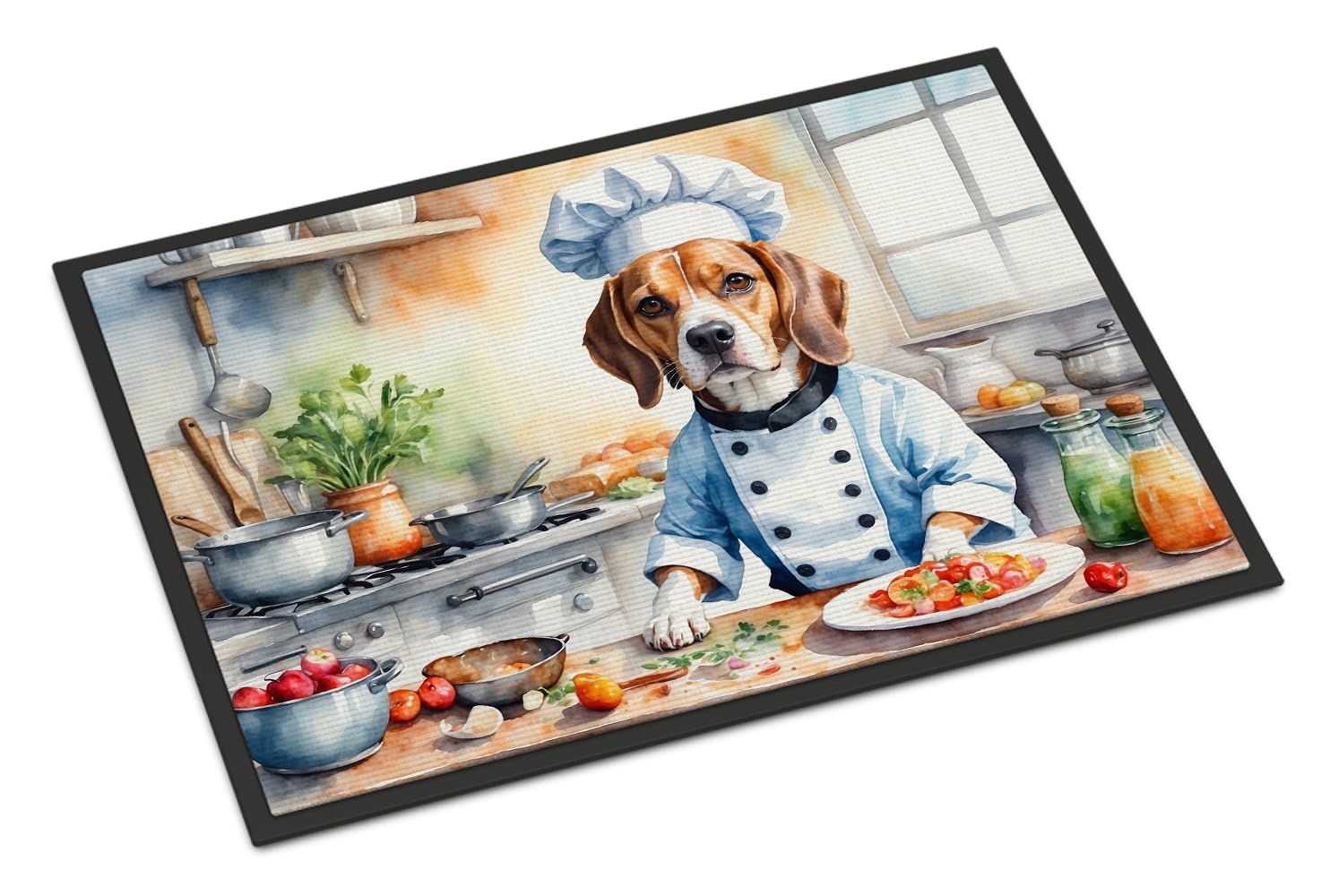 Carolines Treasures DAC6197MAT Beagle The Chef Doormat Front Door Mat Indoor Outdoor Rugs for Entryway, Non Slip Washable Low Pile, 18H X 27W