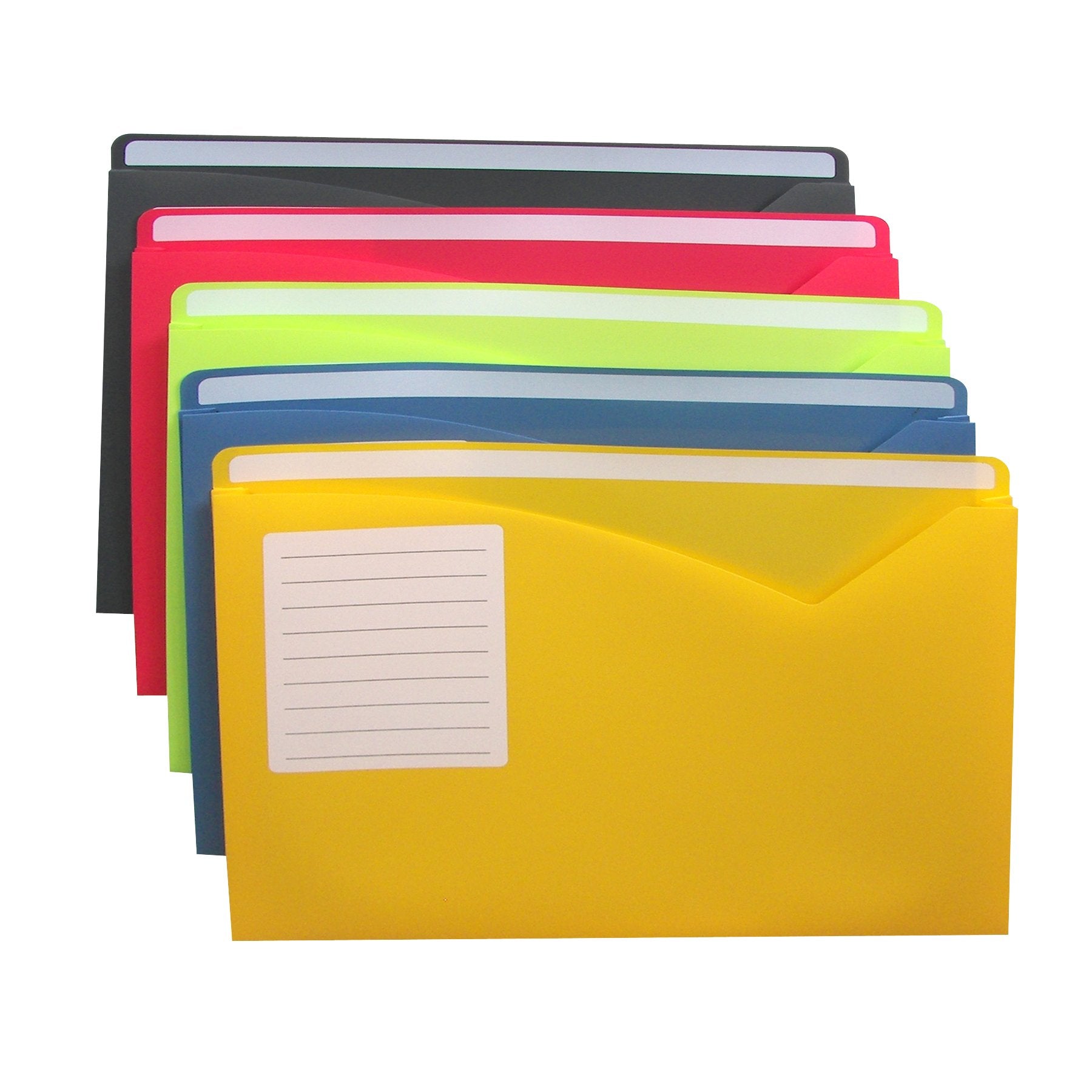 Write-On Poly File Jackets, Assorted, 11 X 8 1/2, 10/PK, 63160