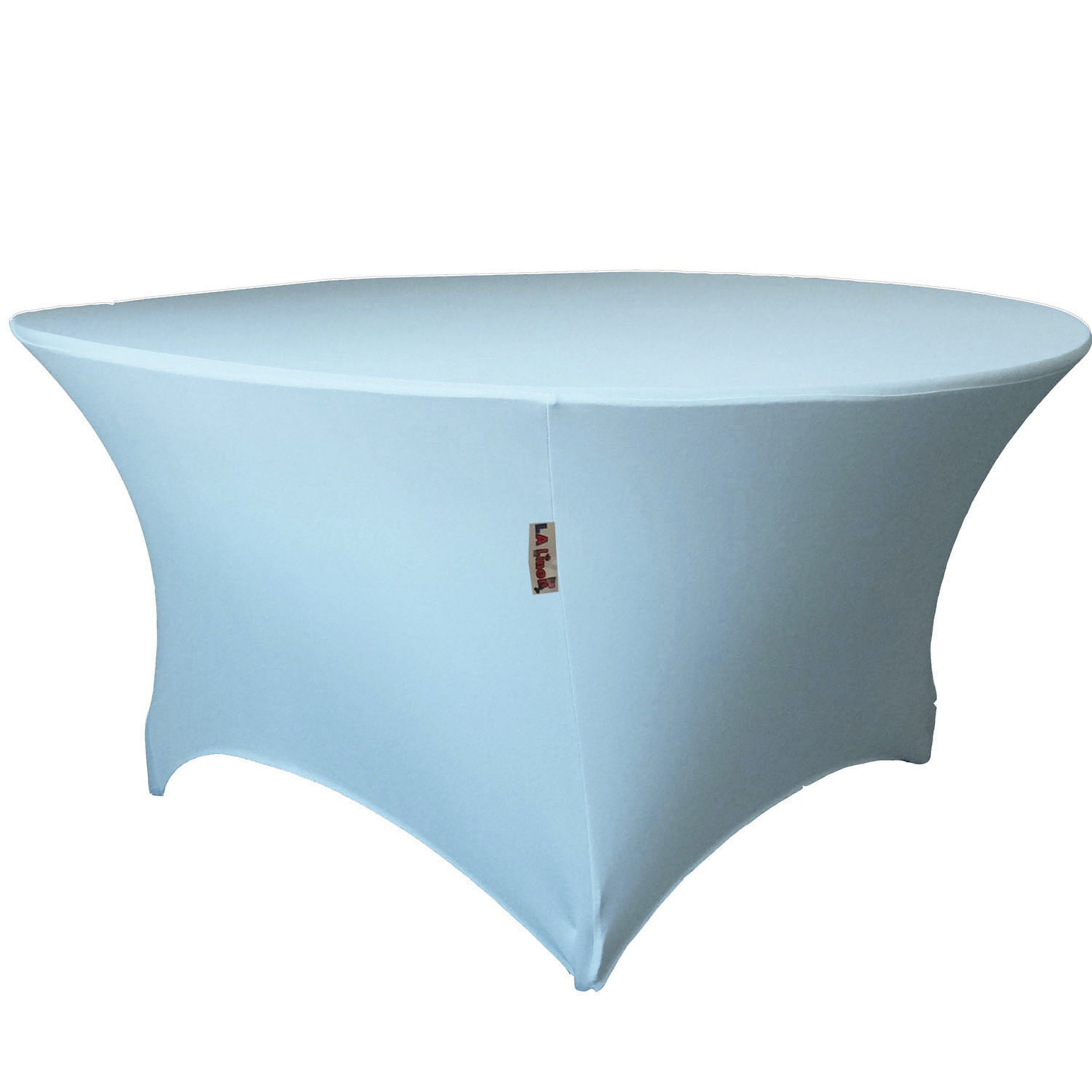 LA Linen Round Spandex Tablecloth, 60-Inch Round 30-Inch High, Blue Light