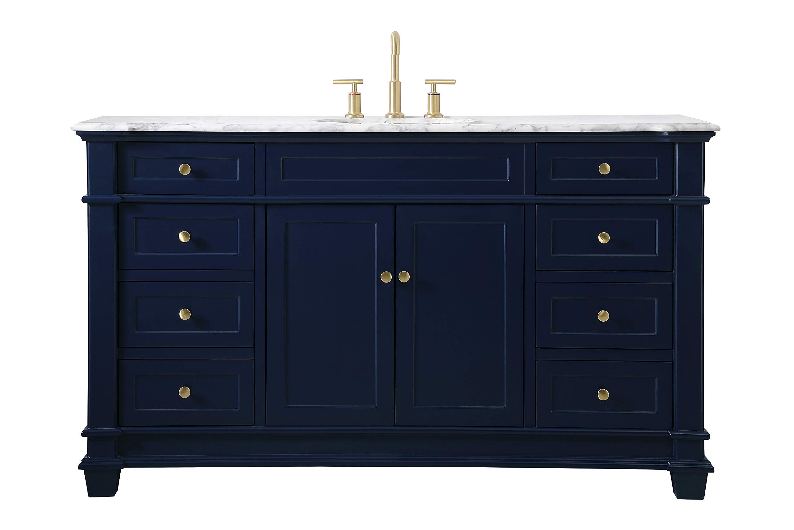 Elegant Decor Wesley 60' Solid Wood Mdf Steel Single Bathroom Vanity Set In Blue