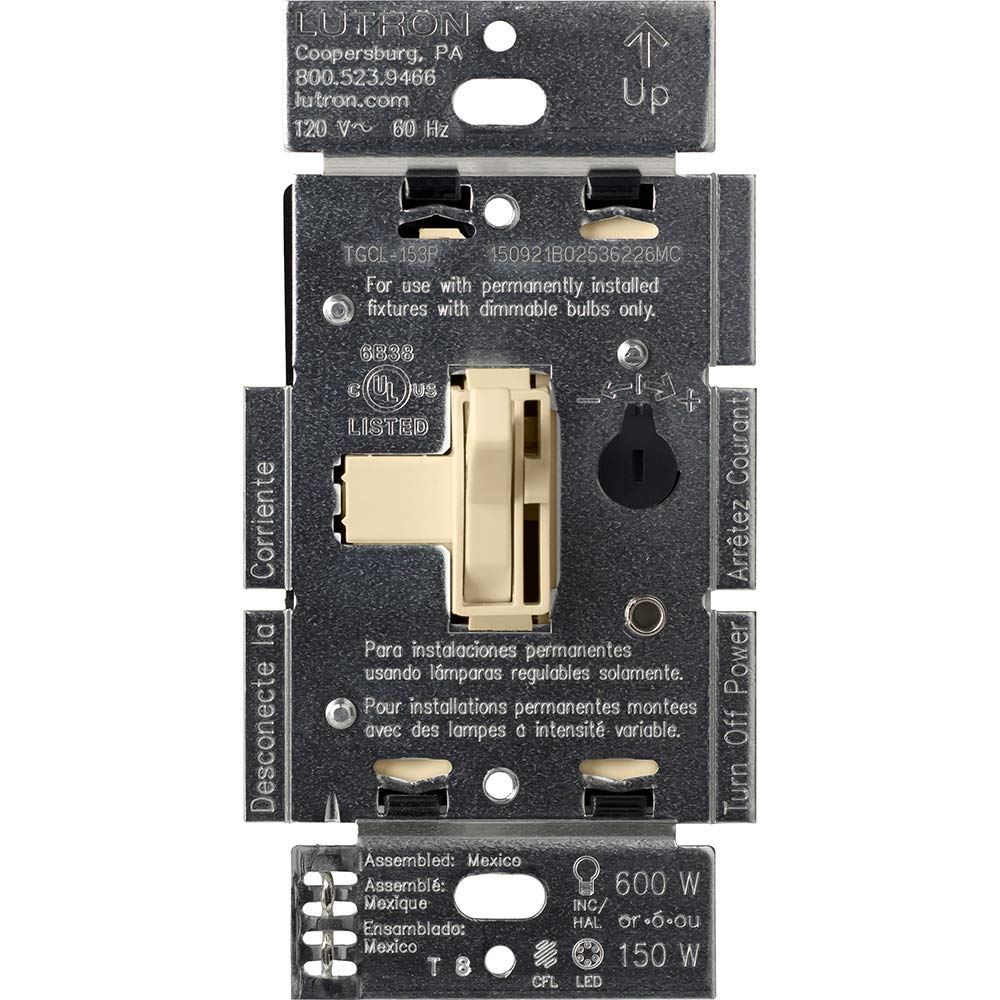 Lutron Toggler Led+ Dimmer Switch | 150-Watt Led, Single-Pole/3-Way | Tgcl-153Ph-Iv | Ivory