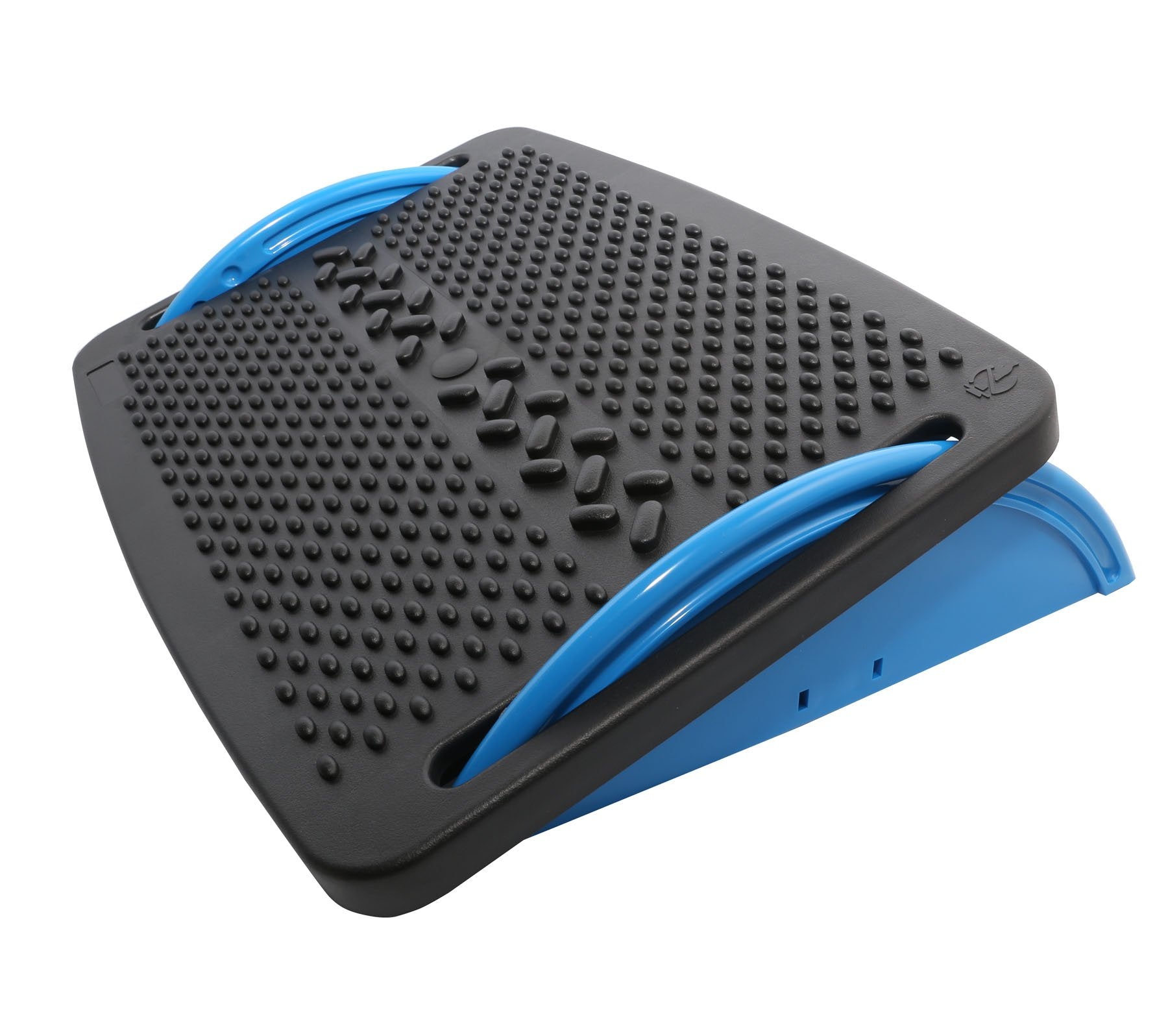 FR-9PB Ergonomic Foot Rest with Massage Function, Floating Tilt for Maximum Comfort, Plastic Support, Black / Blue Color