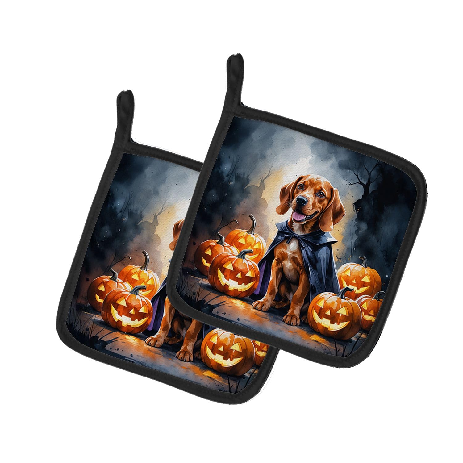Carolines Treasures Vizsla Puppy Halloween Pair of Pot Holders Kitchen Heat Resistant Pot Holders Sets Oven Hot Pads for Cooking Baking BBQ, 7 1/2 x 7 1/2
