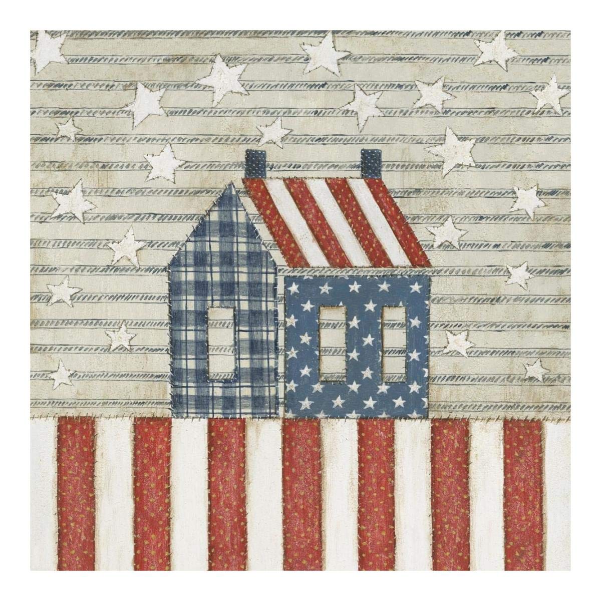 Americana Quilt V -Paper Art-20x20″