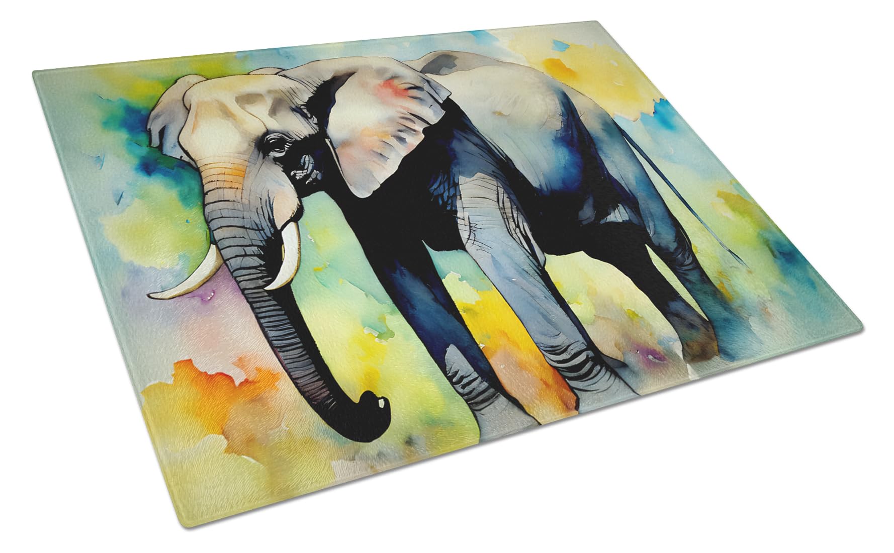 Carolines Treasures DAC2905LCB Elephant Glass Cutting Board Large Decorative Tempered Glass Kitchen Cutting and Serving Board Large Size Chopping Board