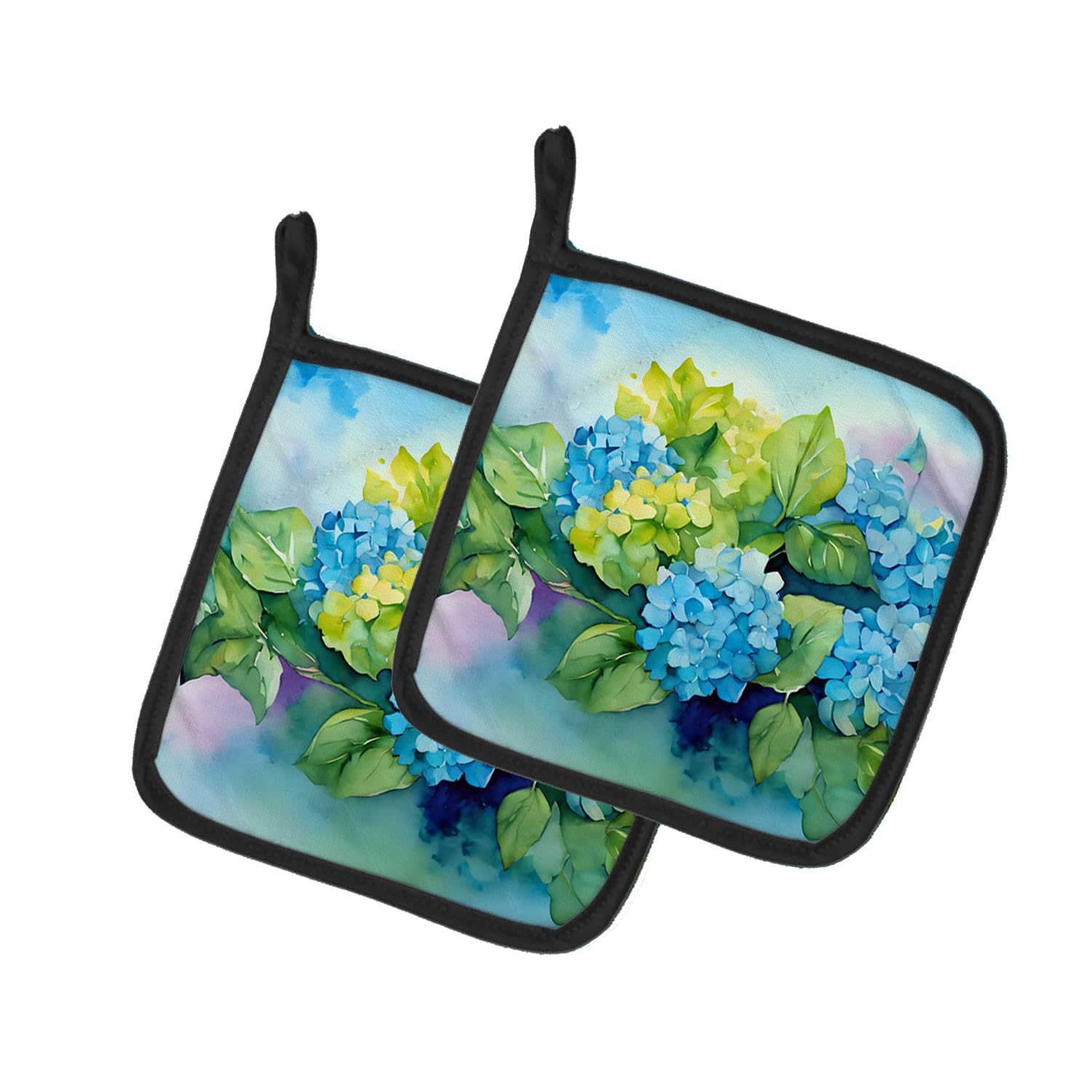 Hydrangeas in Watercolor Pair of Pot Holders
