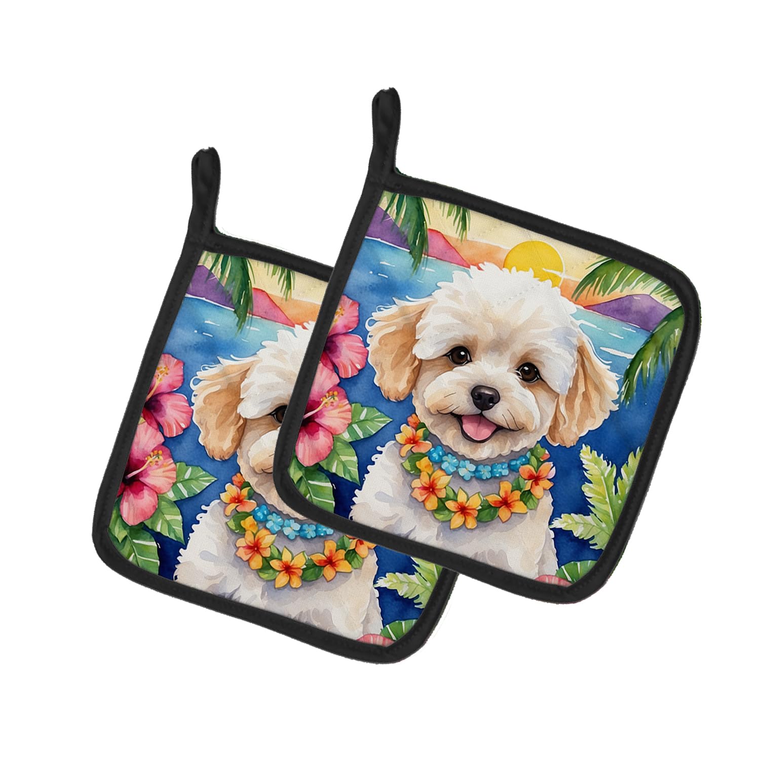 Maltipoo Luau Pair of Pot Holders