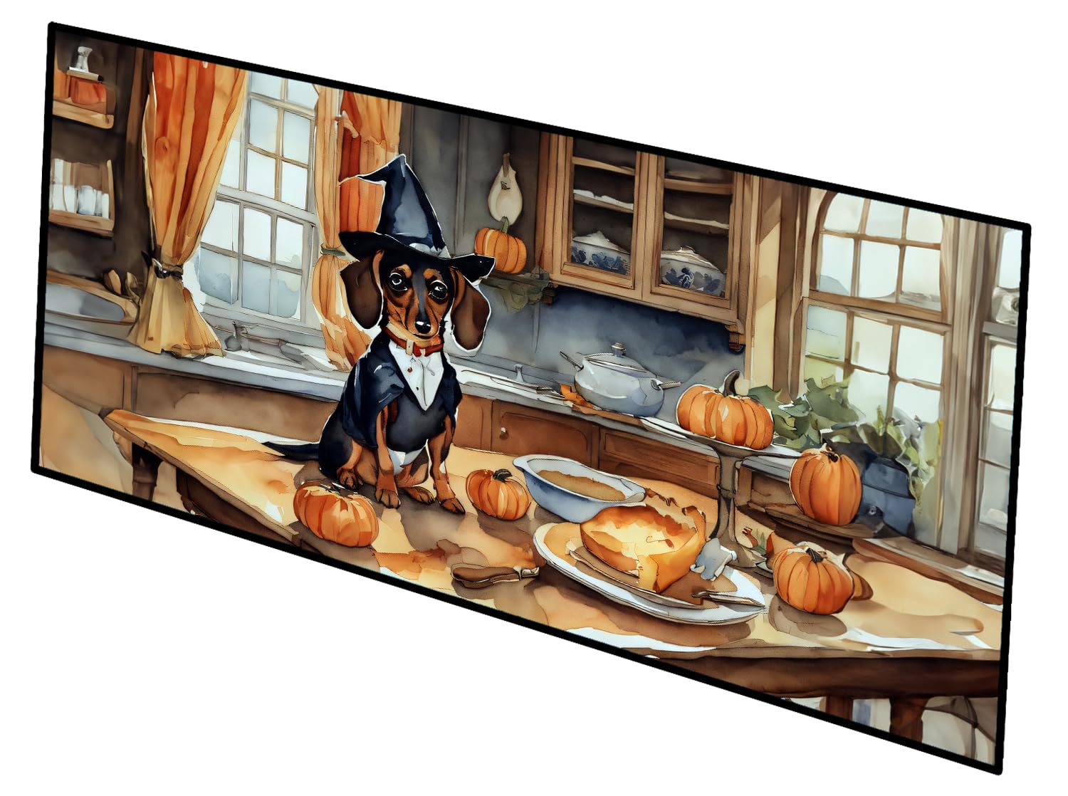 Carolines Treasures Dachshund Fall Kitchen Pumpkins Runner Mat 28x58 Front Door Mat Indoor Outdoor Rugs for Entryway Hallway Foyer Non Slip Washable Wide Doormat