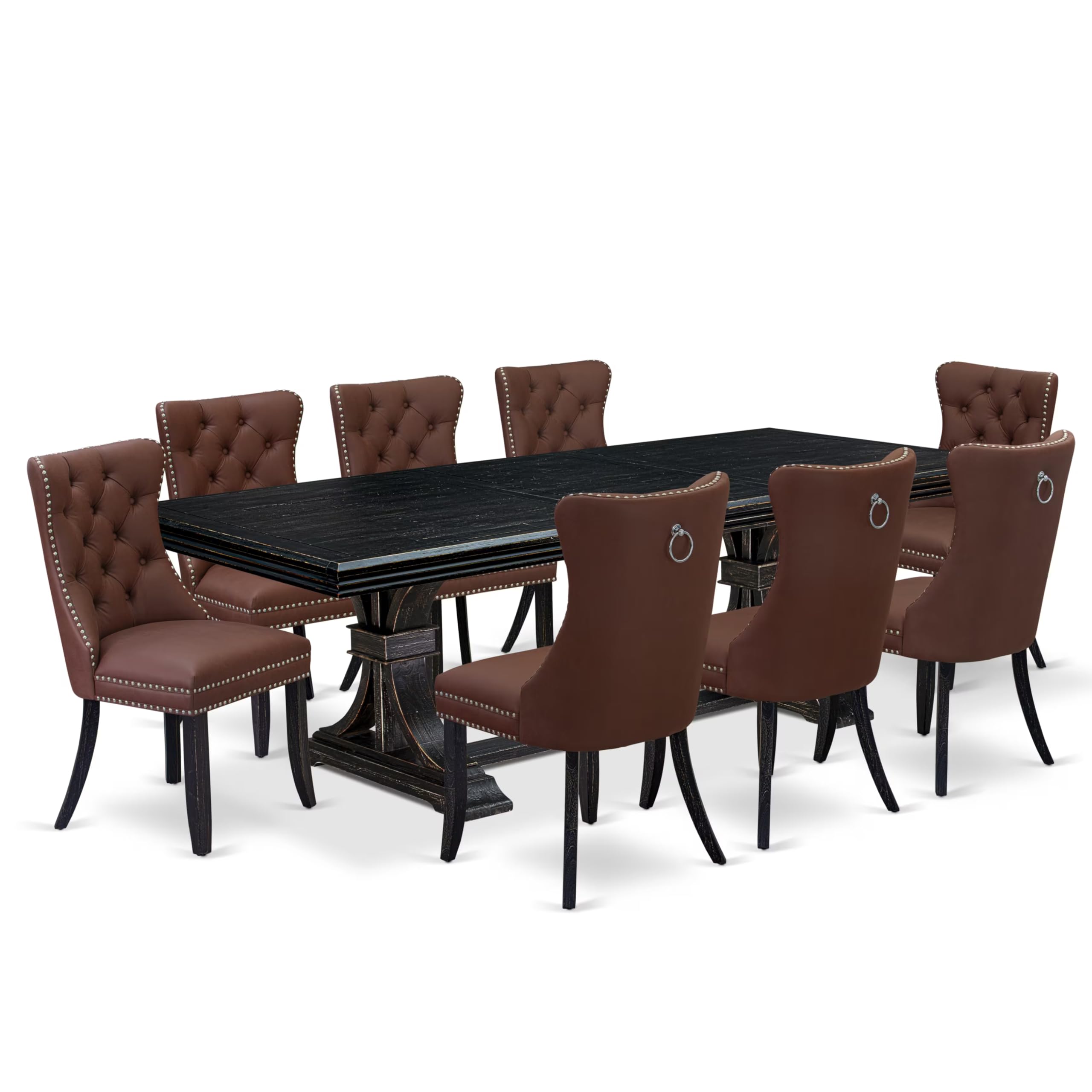 9 piece dining room set a breakfast table and 8 Faux Leather dining chairs