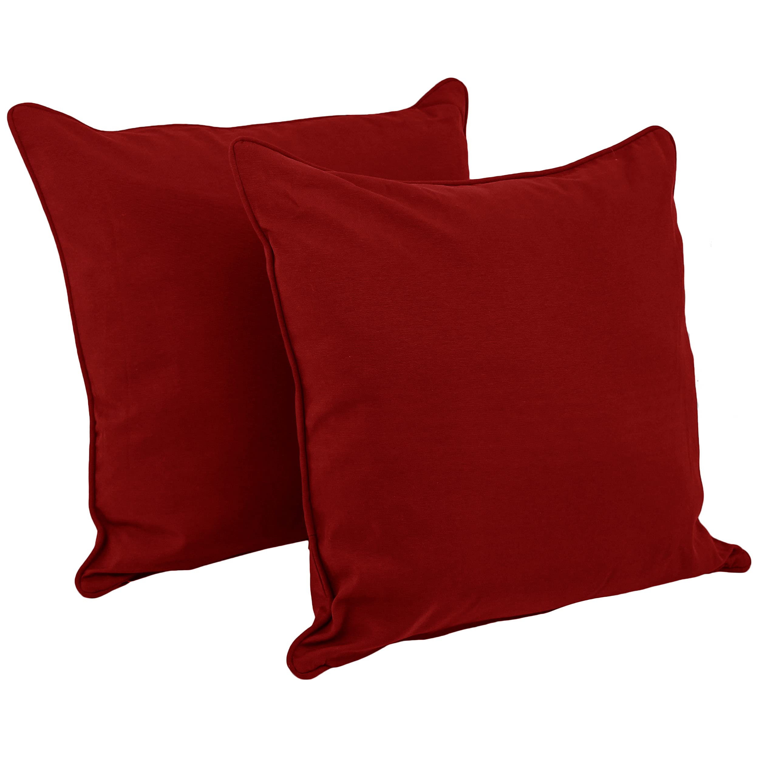 25-inch Double-corded Solid Twill Square Floor Pillows with Inserts (Set of 2) - Ruby Red
