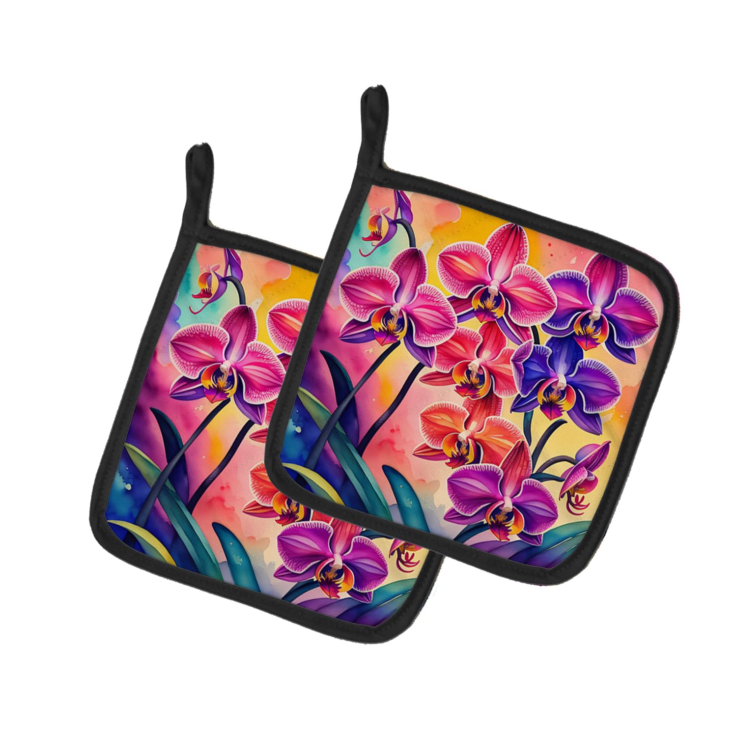 Colorful Orchids Pair of Pot Holders