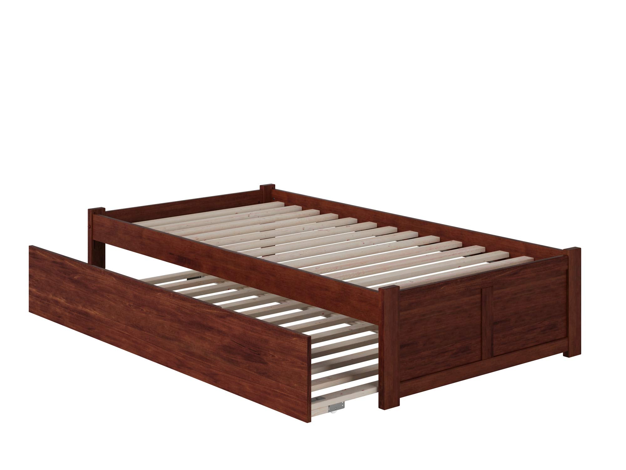 Concord Twin Extra Long Bed with Footboard and Twin Extra Long Trundle in Walnut