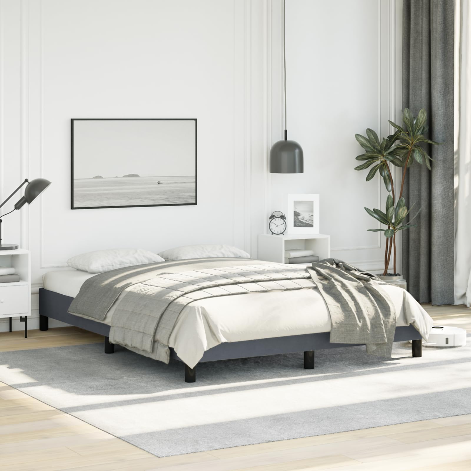 vidaXL Bed Frame Dark Gray 53.9x74.8??Full Velvet