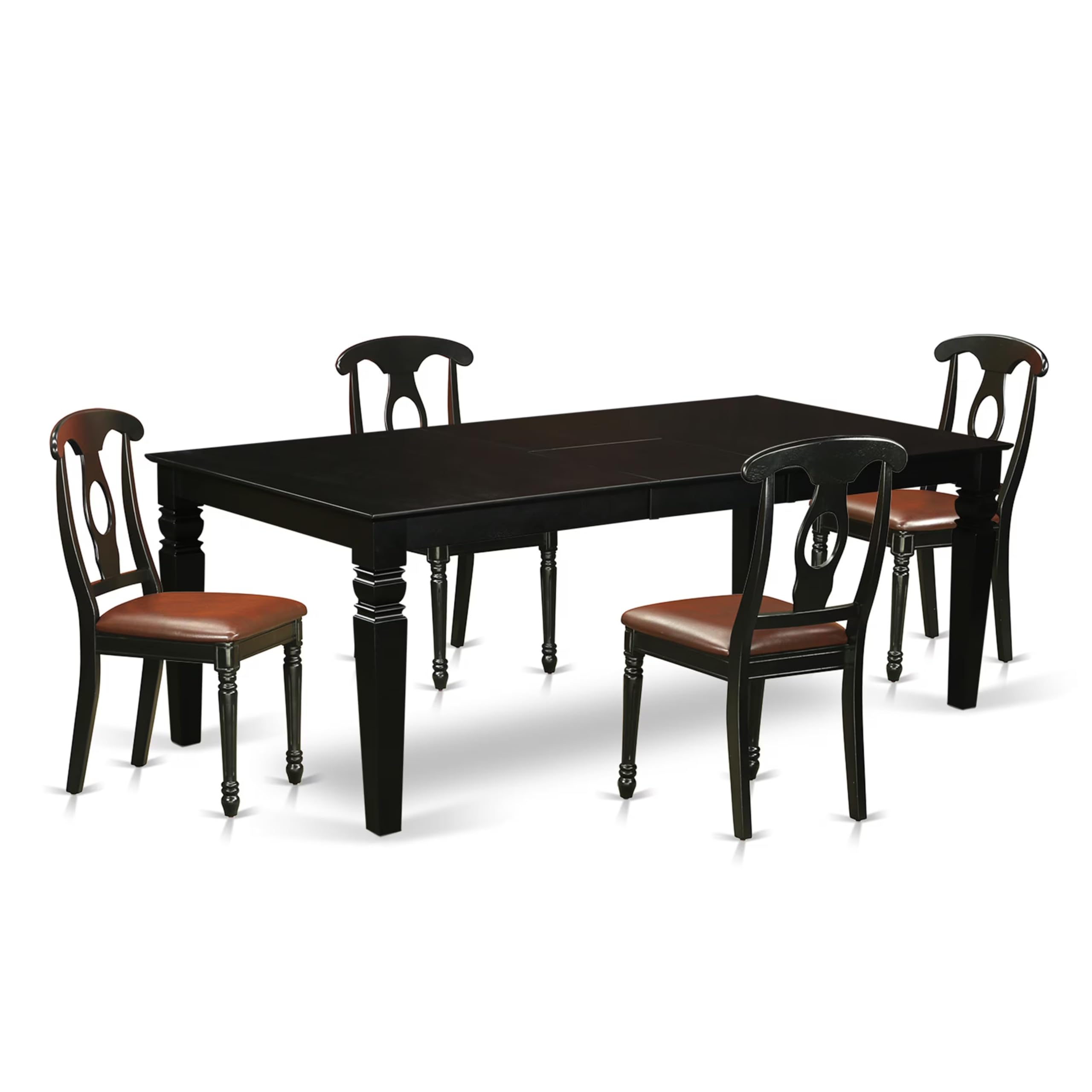 5  Pc  Dining  Room  set  with  a  Kitchen  Table  and  4  Leather  Dining  Chairs  in  Black