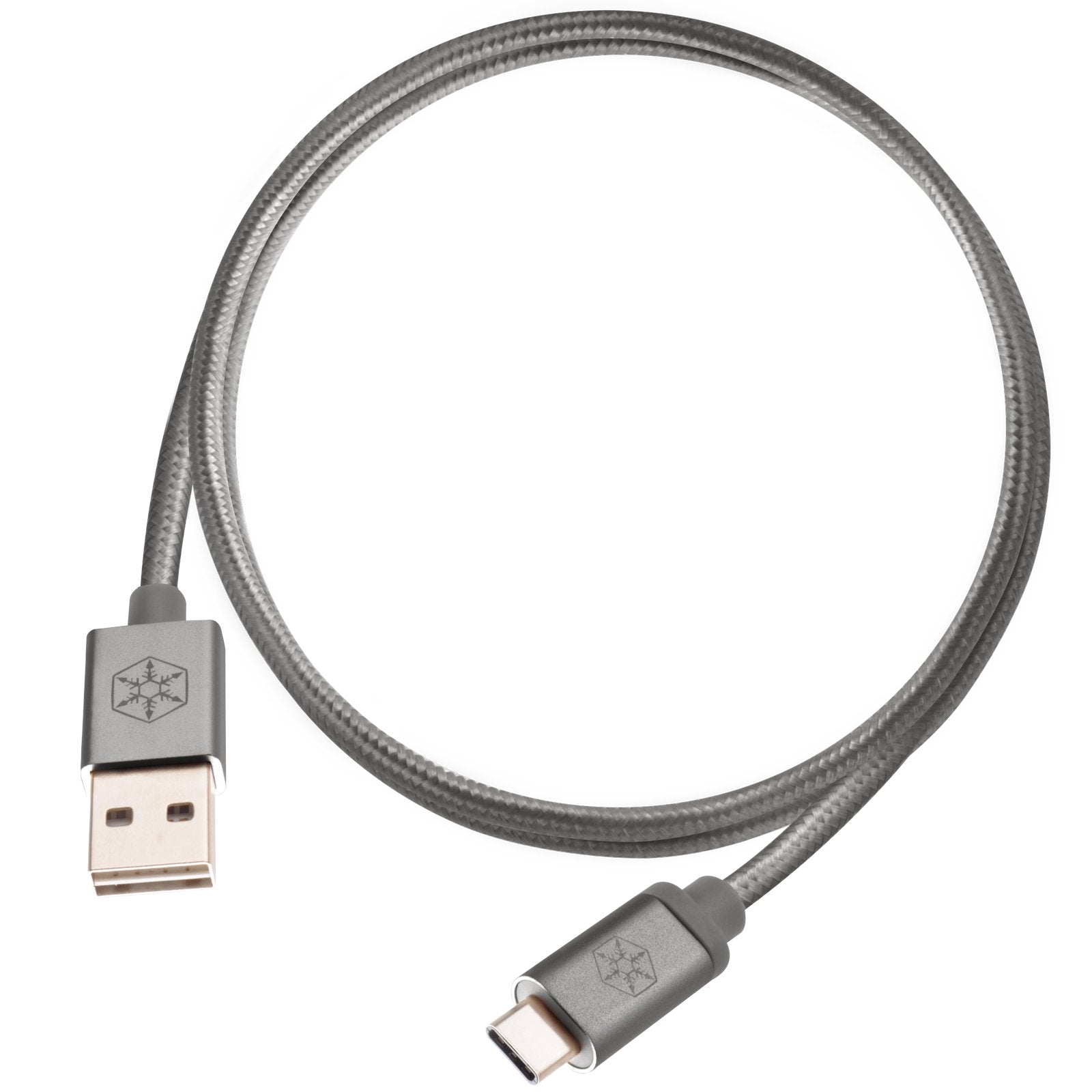 Reversible USB-A to USB TYPE-C cable,1 meter, Nylon Braided and aluminum shell, Charcoal