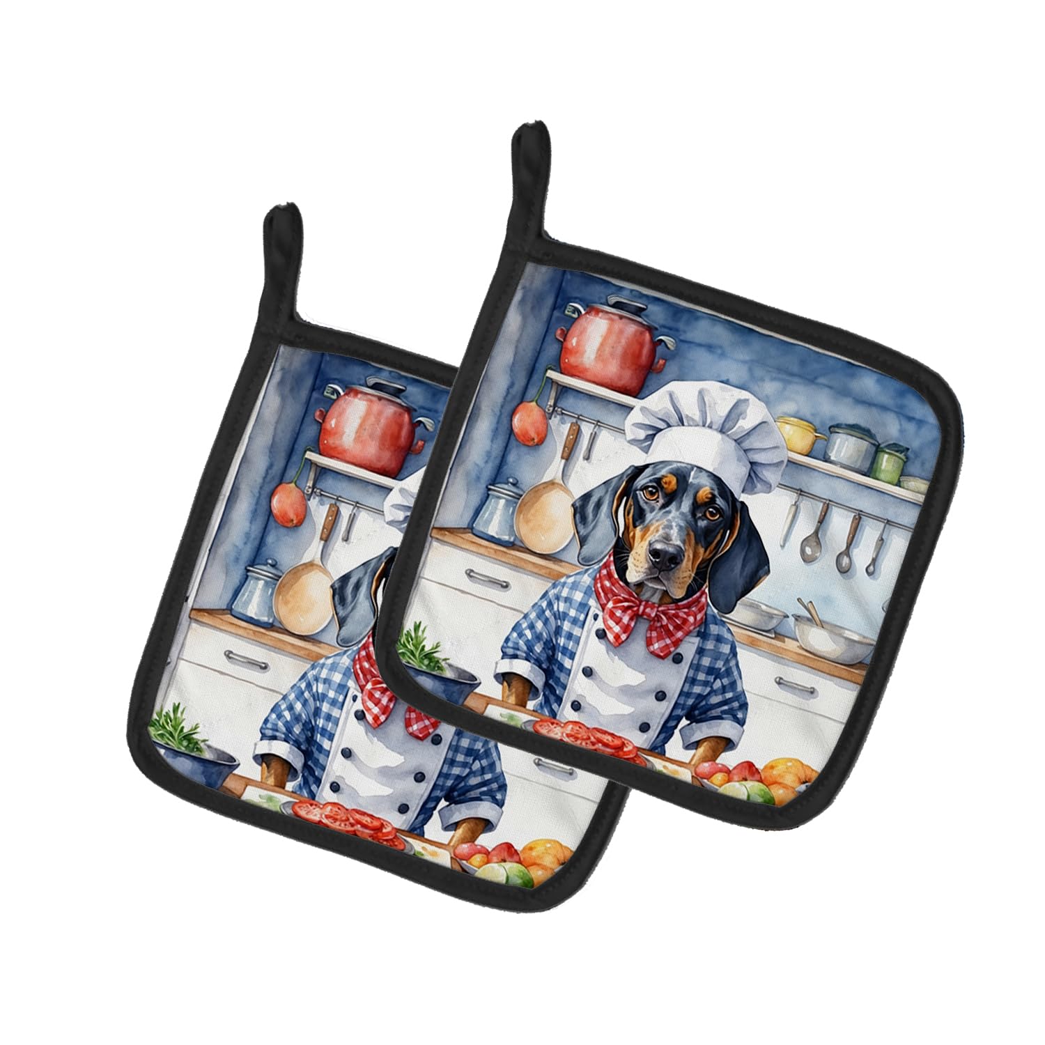 Bluetick Coonhound The Chef Pair of Pot Holders