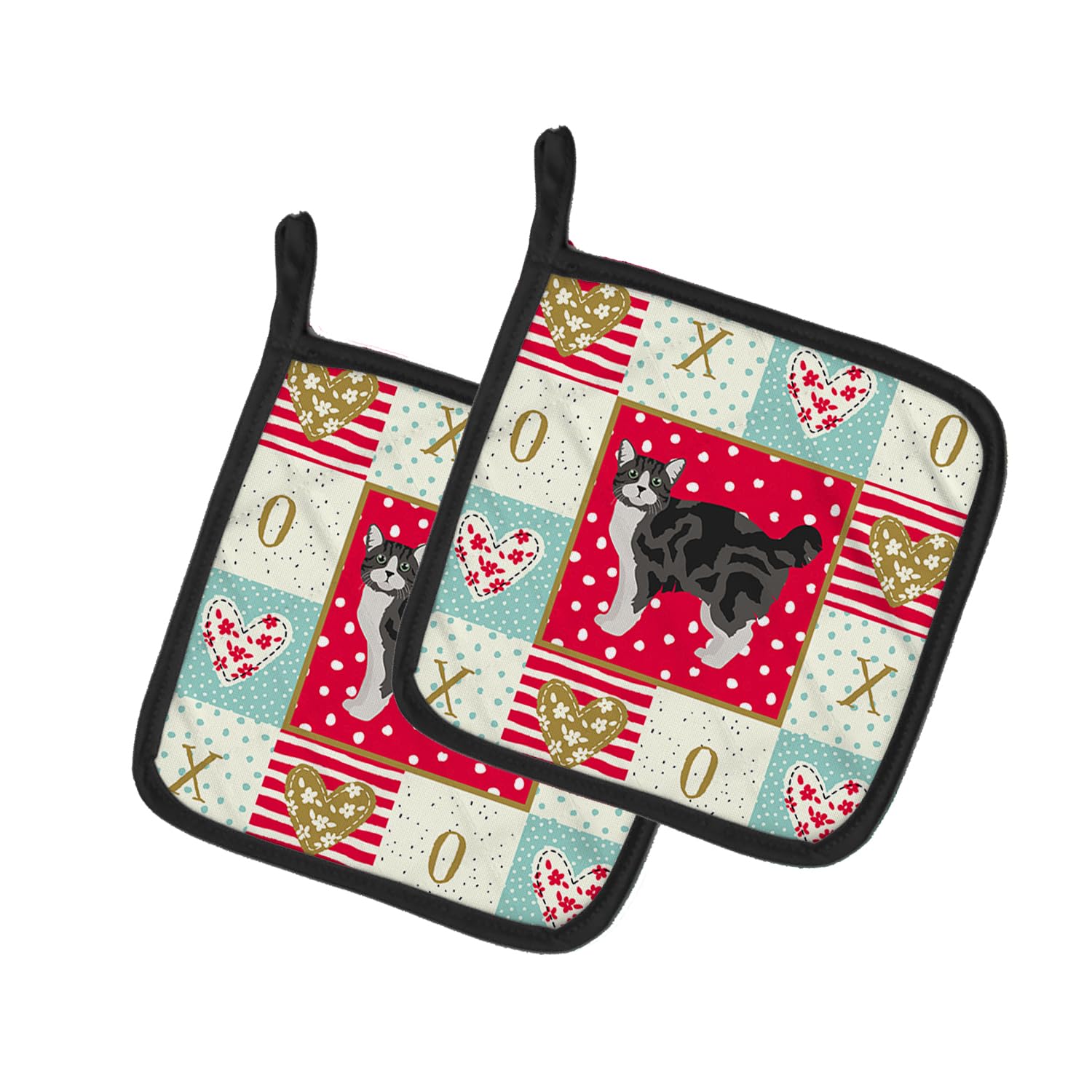 Manx #1 Cat Love Pair of Pot Holders