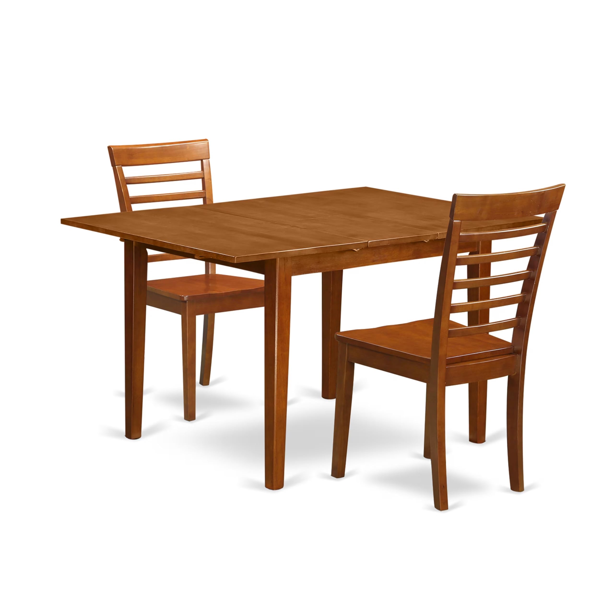 3  Pc  set  Milan  offering  Leaf  and  2  hard  wood  Kitchen  Chairs  in  Saddle  Brown  .