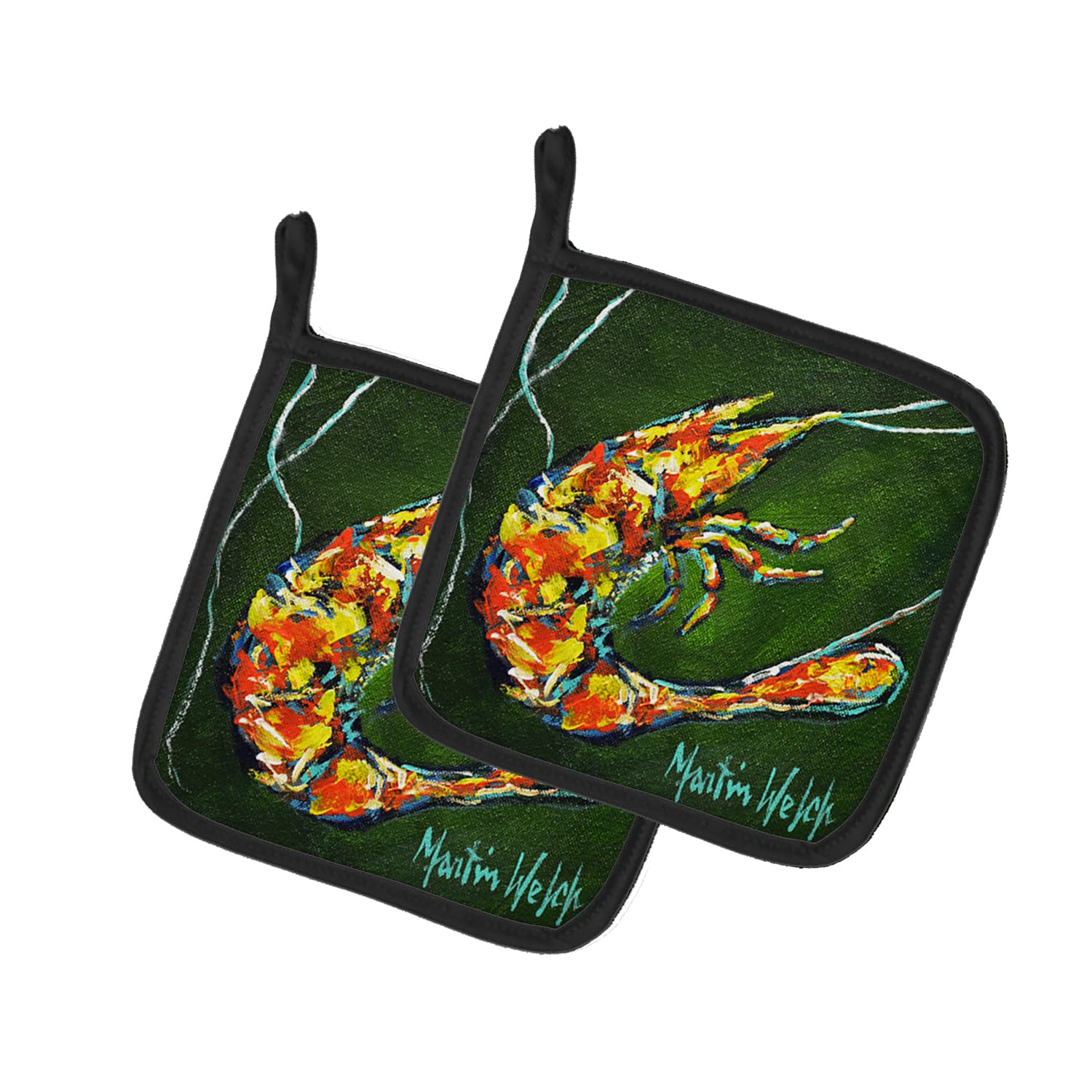 Green Waters Shrimp Pair of Pot Holders