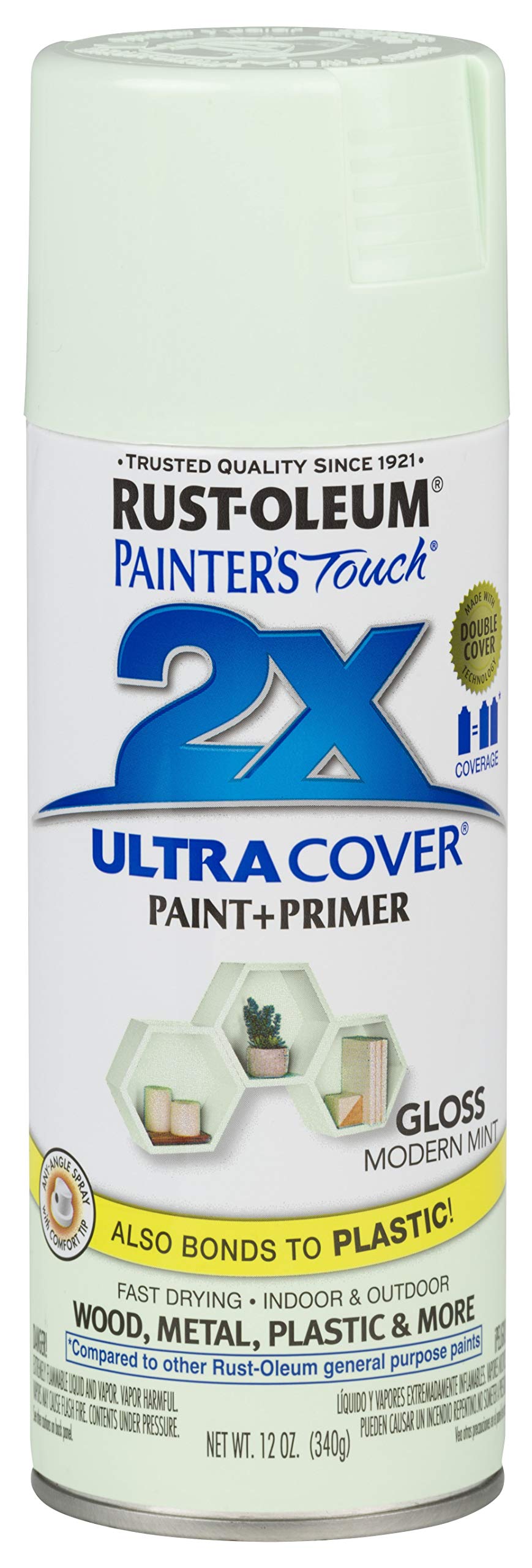 Rust-Oleum 329200 Painter'S Touch 2X Ultra Cover, 12 Oz, Gloss Modern Mint