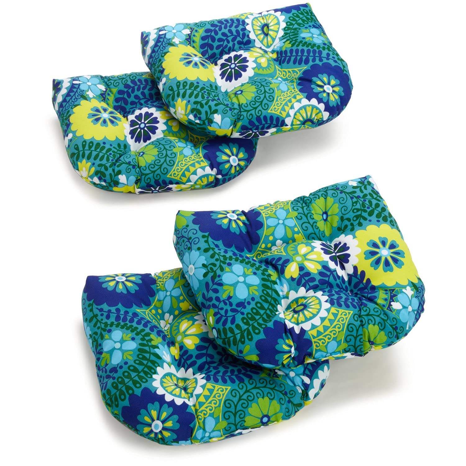 19-inch U-Shaped Spun Polyester Outdoor Tufted Dining Chair Cushions (Set of 4) - Luxury Azure