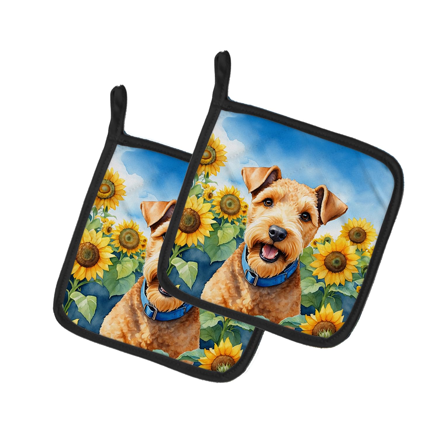 Lakeland Terrier in Sunflowers Pair of Pot Holders