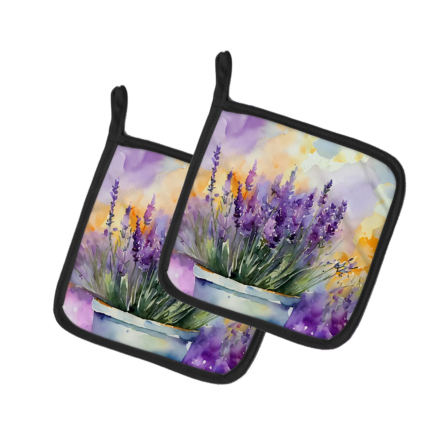 Lavender in Watercolor Pair of Pot Holders