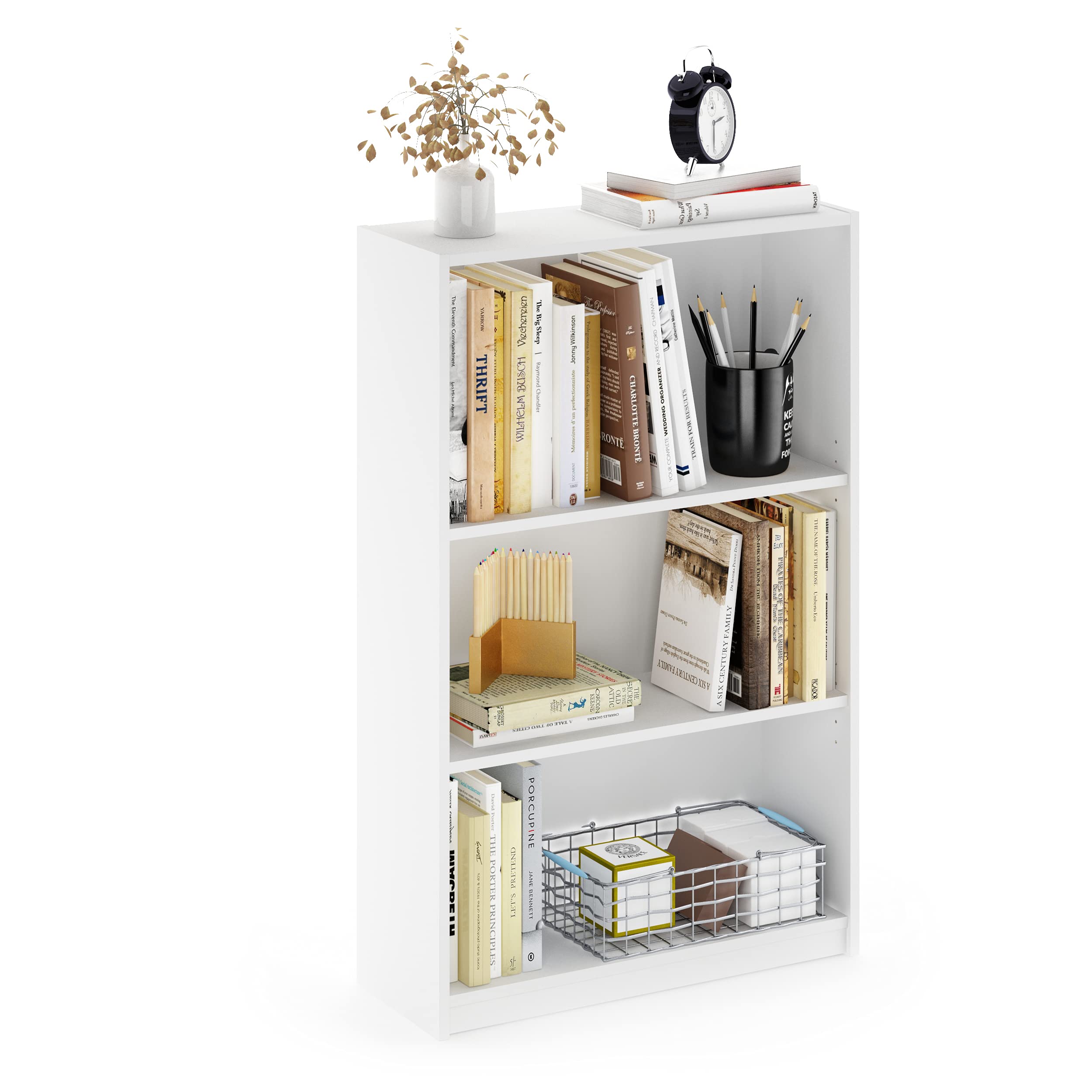 Furinno JAYA Simple Home 3-Shelf Bookcase, White
