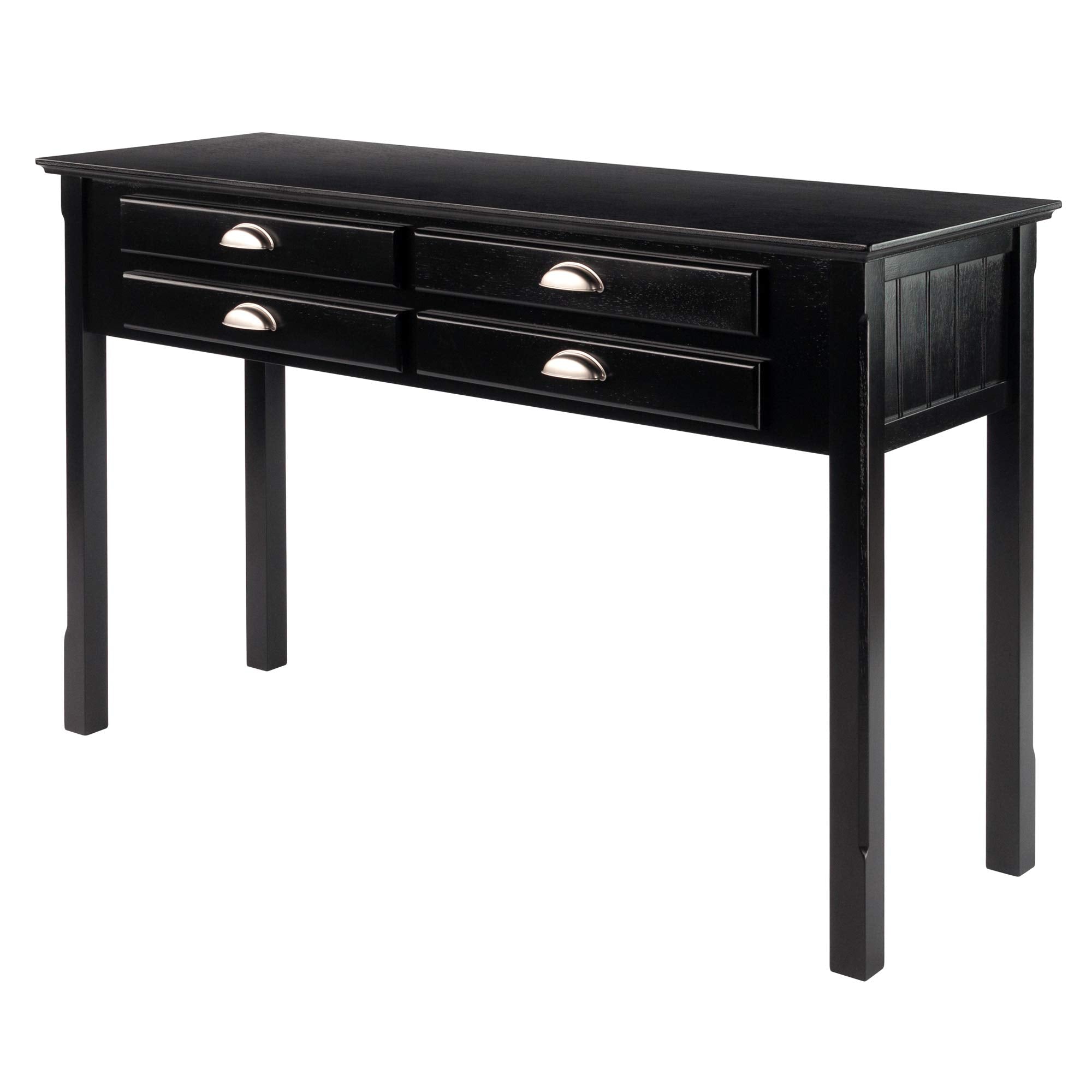Casafoyer Rustic Black Hall Console Table with Storage Drawers ( Pack of 2 )