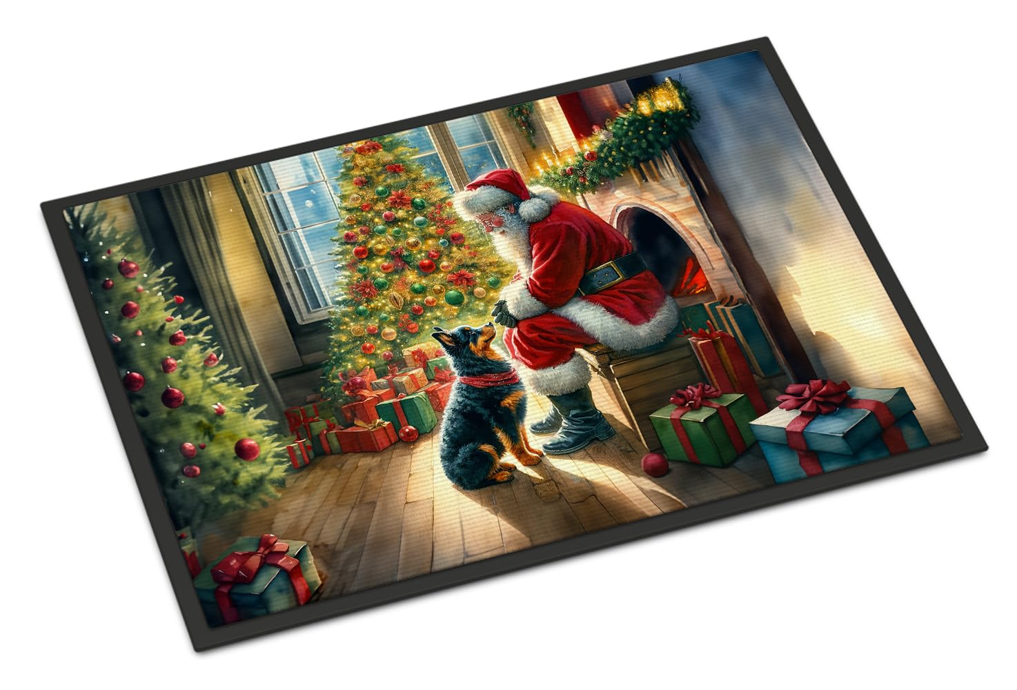 Carolines Treasures DAC4136JMAT Lancashire Heeler and Santa Claus Doormat Front Door Mat Indoor Outdoor Rugs for Entryway, Non Slip Washable Low Pile, 24H X 36W