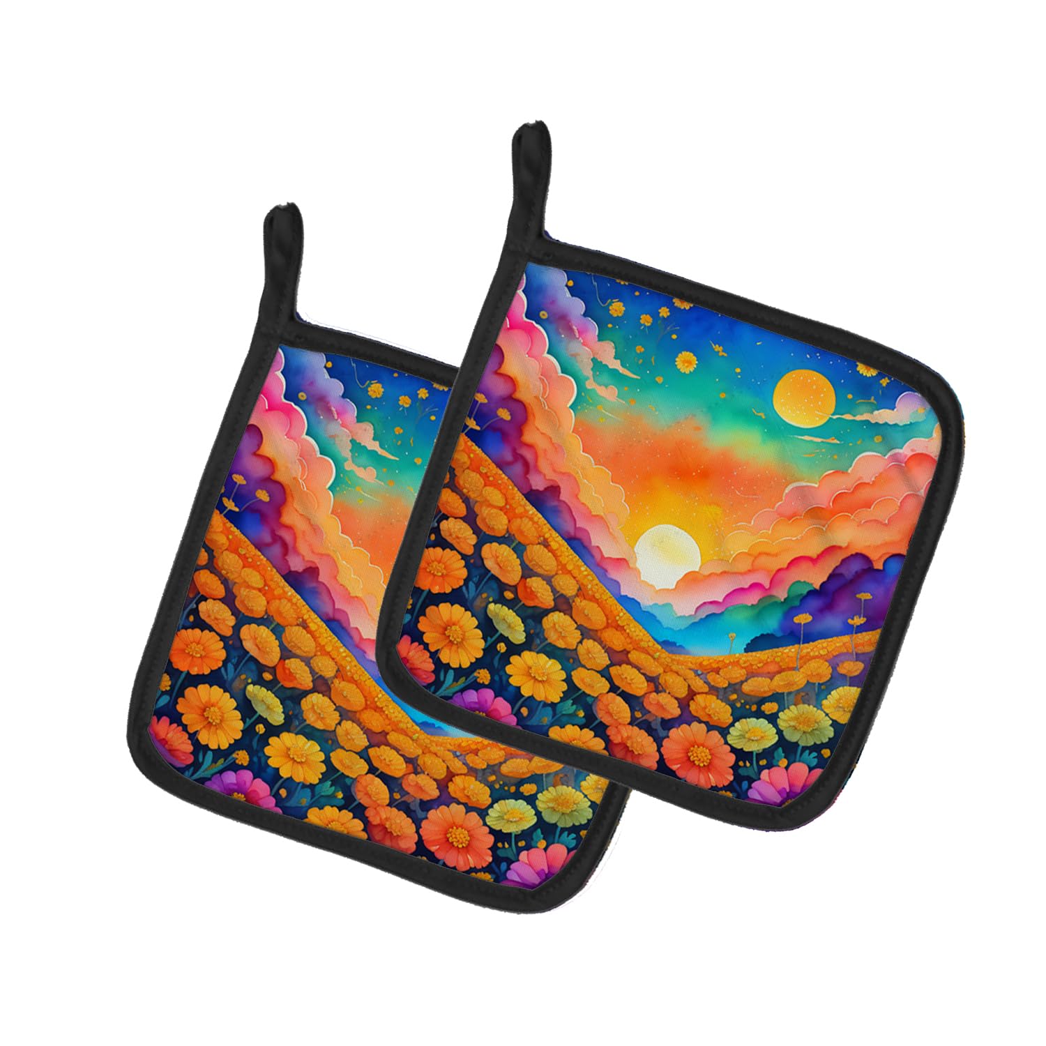 Colorful Marigolds Pair of Pot Holders