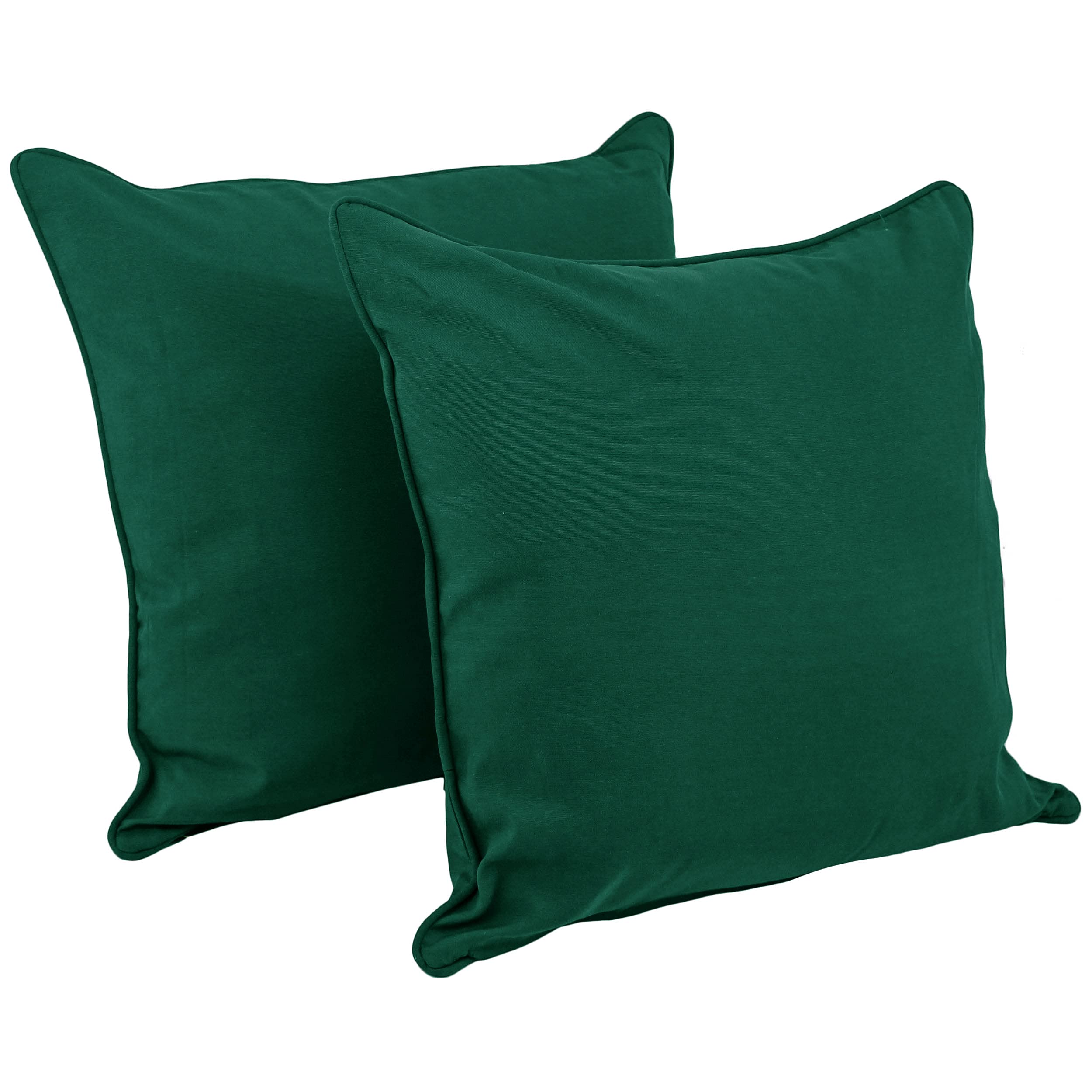 25-inch Double-corded Solid Twill Square Floor Pillows with Inserts (Set of 2) - Forest Green