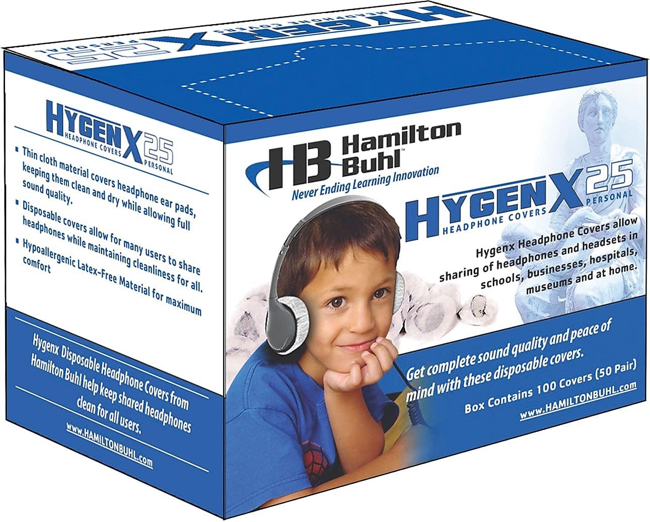 HamiltonBuhl HygenX Sanitary Ear Cushion Covers for On-Ear Headphones & Headsets - 50 Pair
