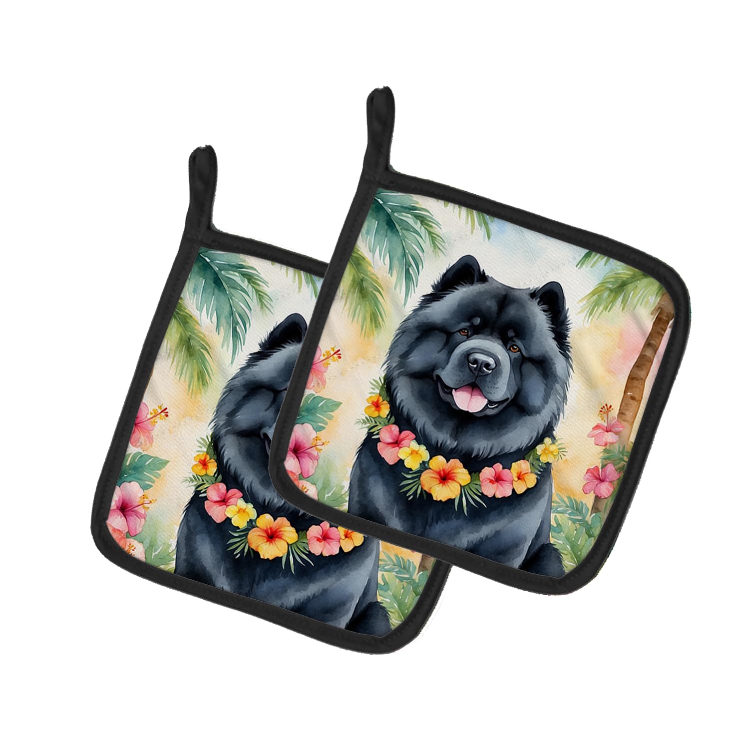 Chow Chow Luau Pair of Pot Holders