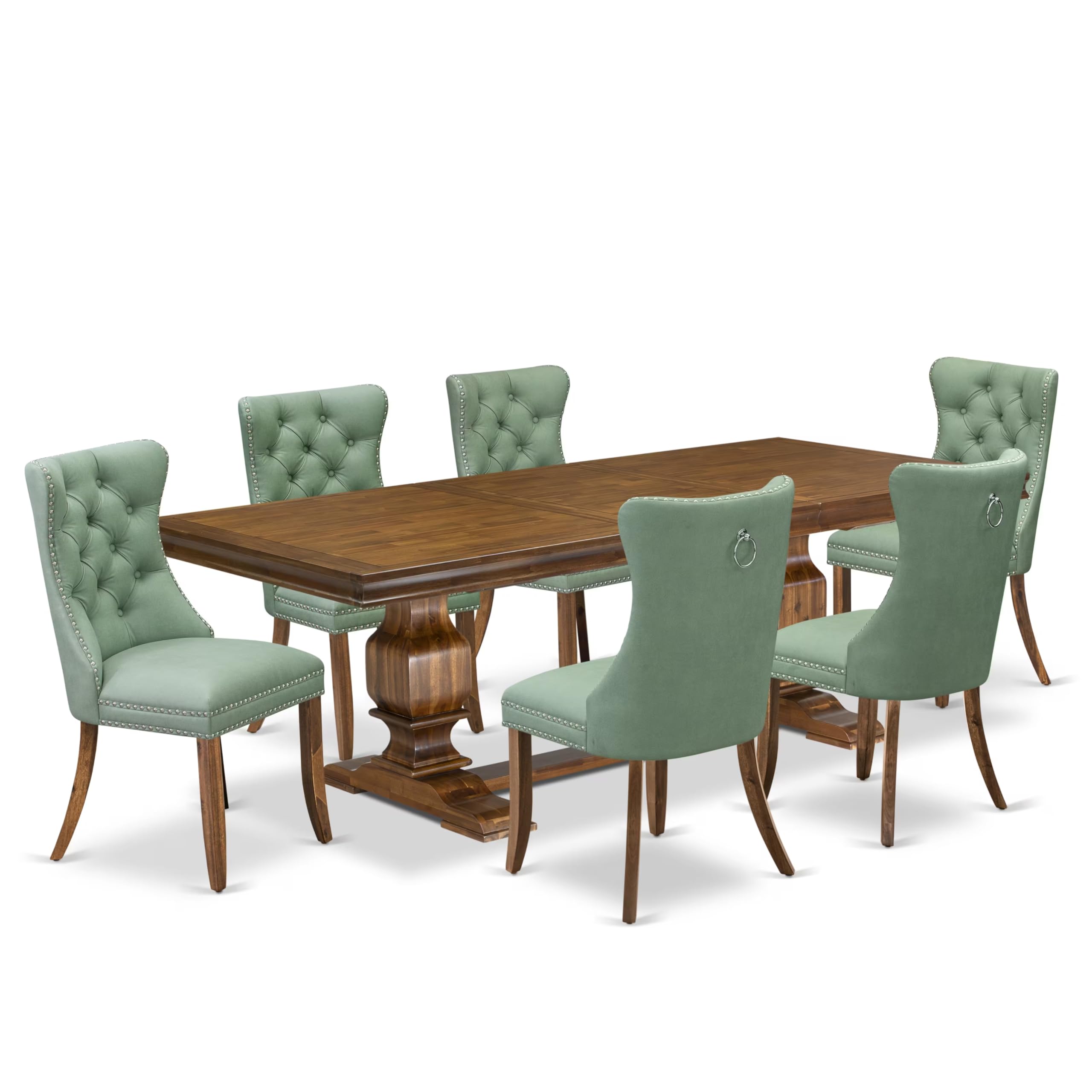 7 piece Kitchen Table Set includes a Dining Table and 6 PU Leather Dinner Chairs