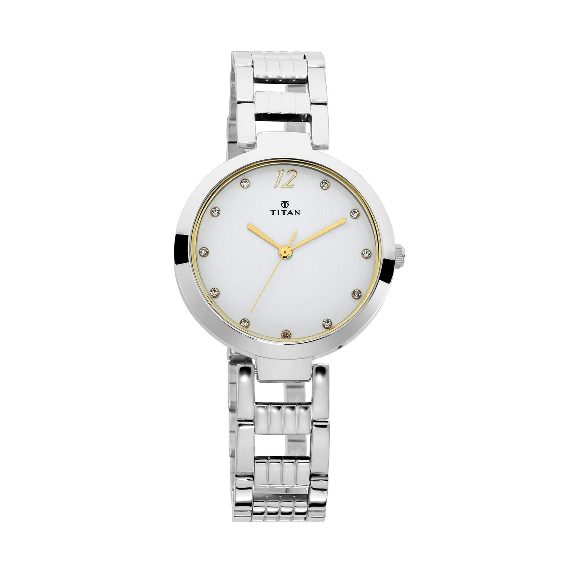 Titan Women Stainless Steel Purple Fashion Basics Analog White Dial Watch-Nl2480Sm09/Np2480Sm09, Band Color-Silver